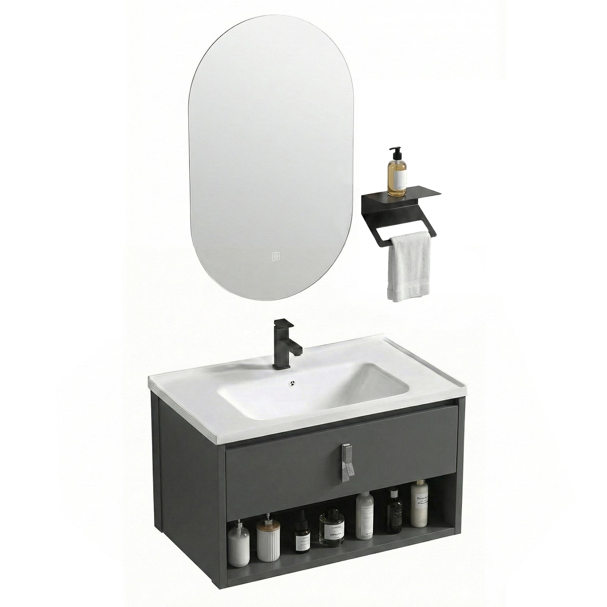 Set mobilier de baie cu lavoar Toledo 60cm Grey  7