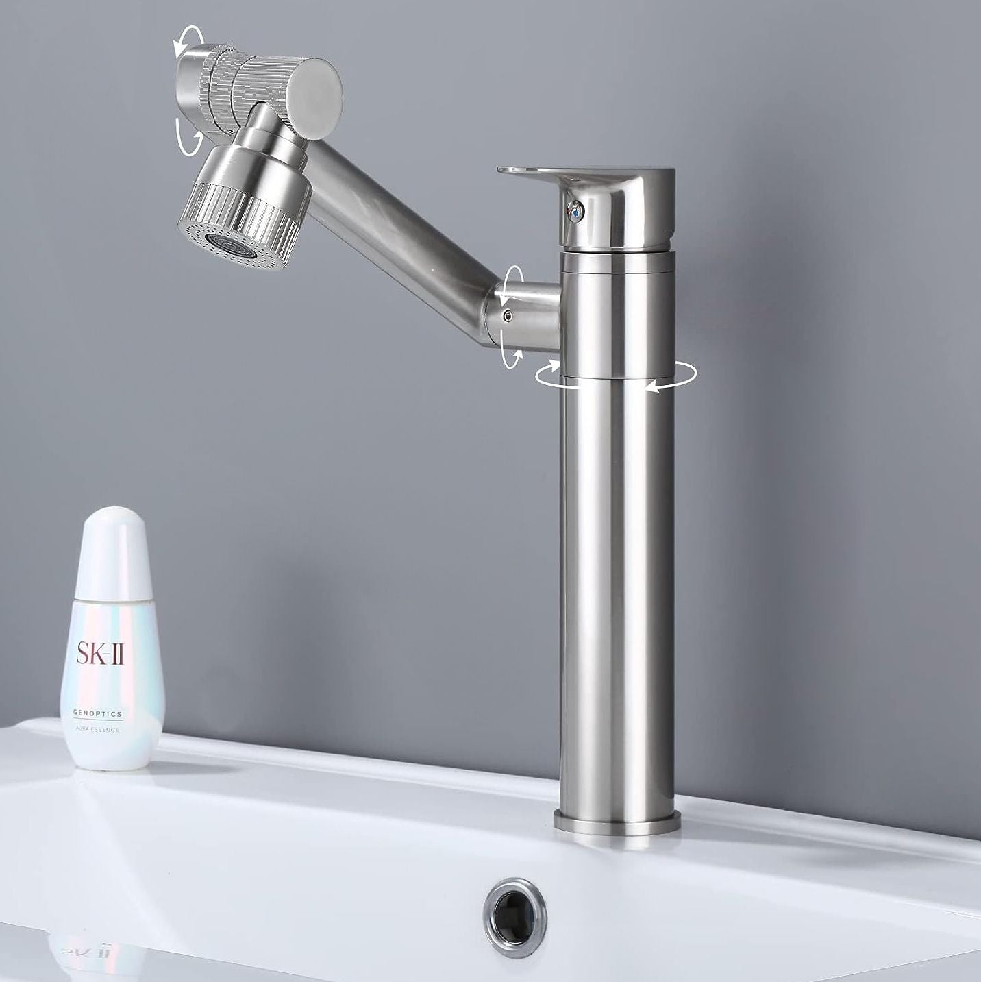 Baterie pentru baie Rea PACO Nickel Brush INOX High  2
