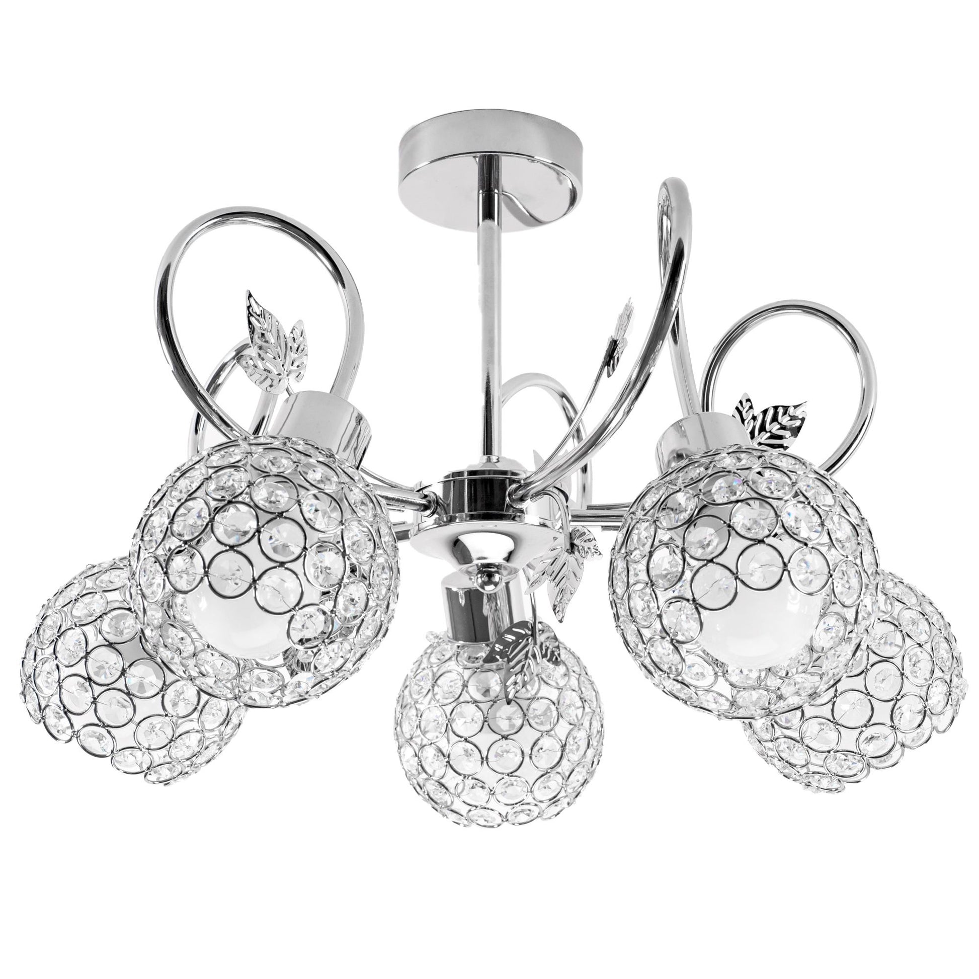 Candelabru cu lampă de cristal cu frunze metalice APP636-5C  1