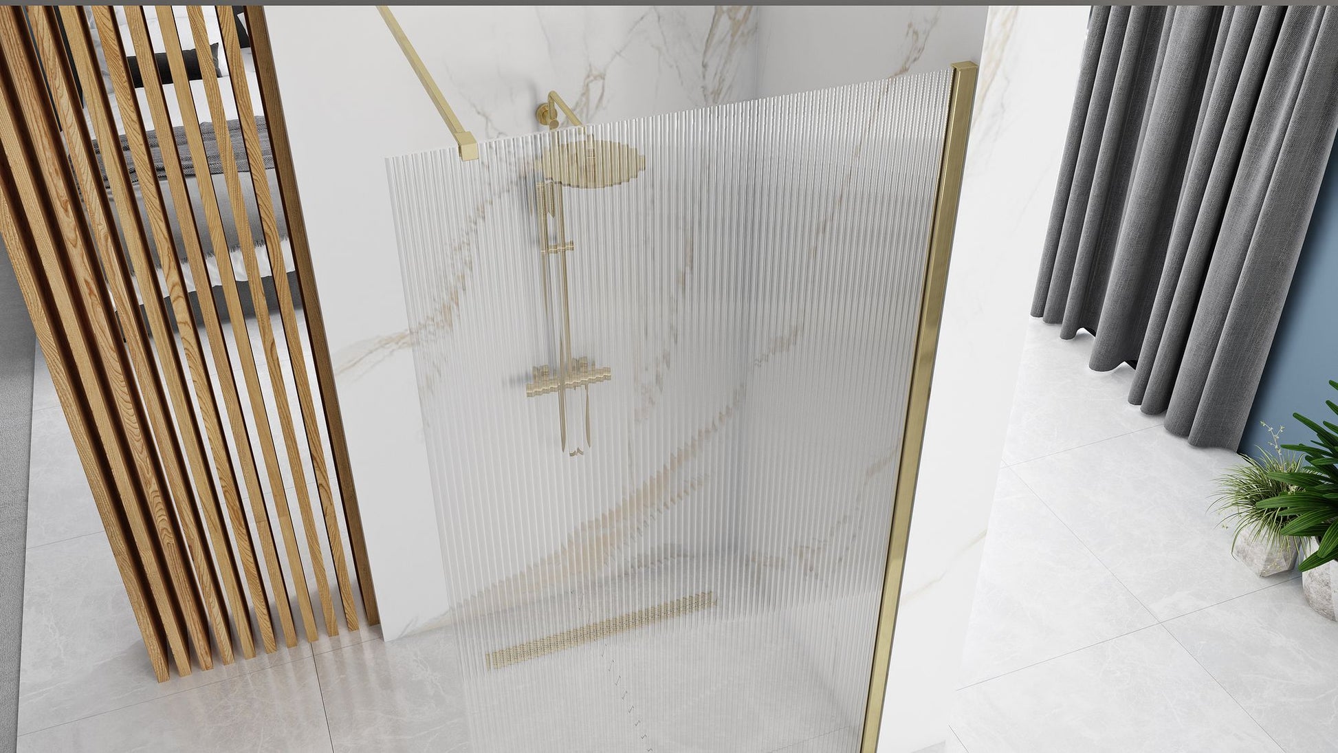 Paravan de dus Rea Aero Intimo Gold Brush 90 4