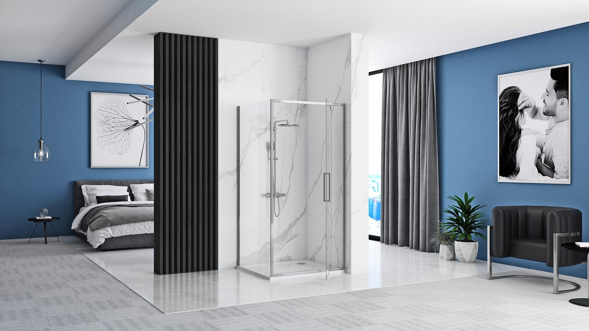 Cabina dus REA Rapid Swing Crom Usa:100 x Perete:80 4