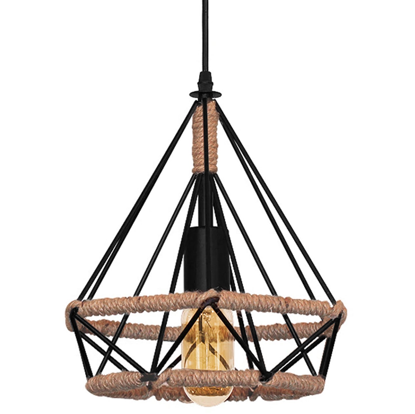 Lampă De Tavan, Geometrică, Suspendată, Stil Mansardă, Frânghie APP679-1CP  2