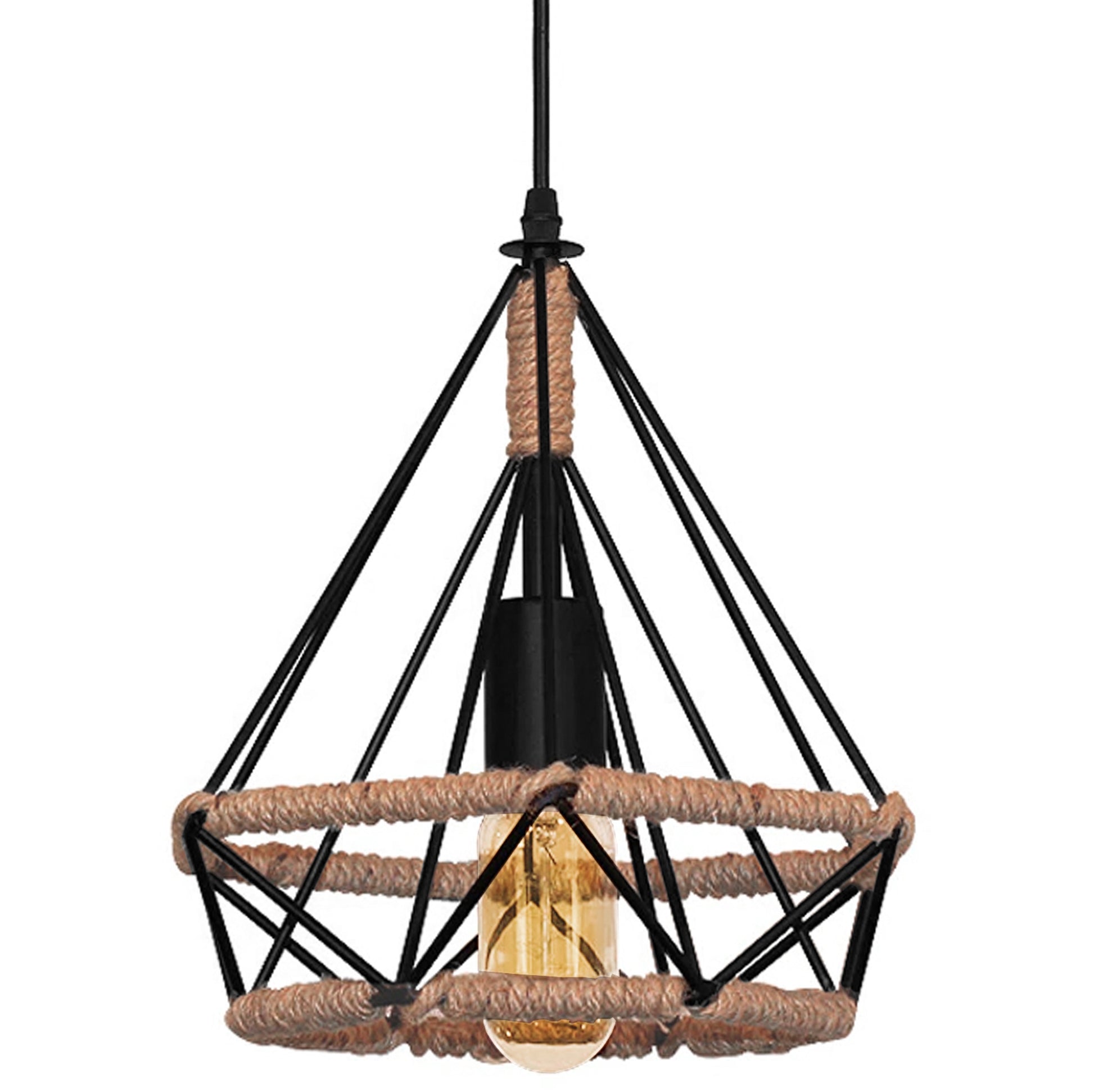 Lampă De Tavan, Geometrică, Suspendată, Stil Mansardă, Frânghie APP679-1CP  2