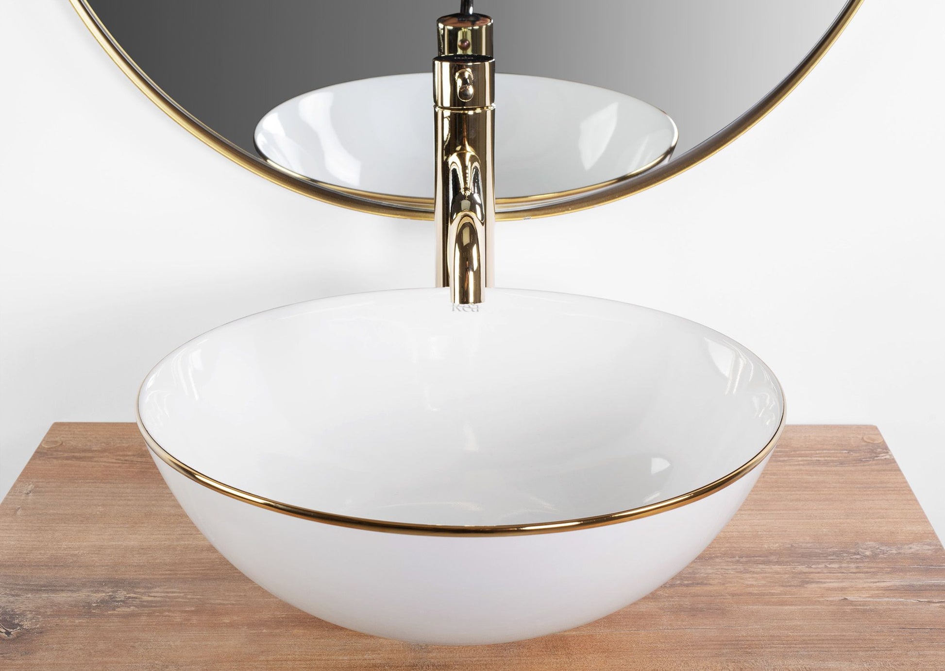 Lavoar pentru blat Rea Stella White gold edge 5