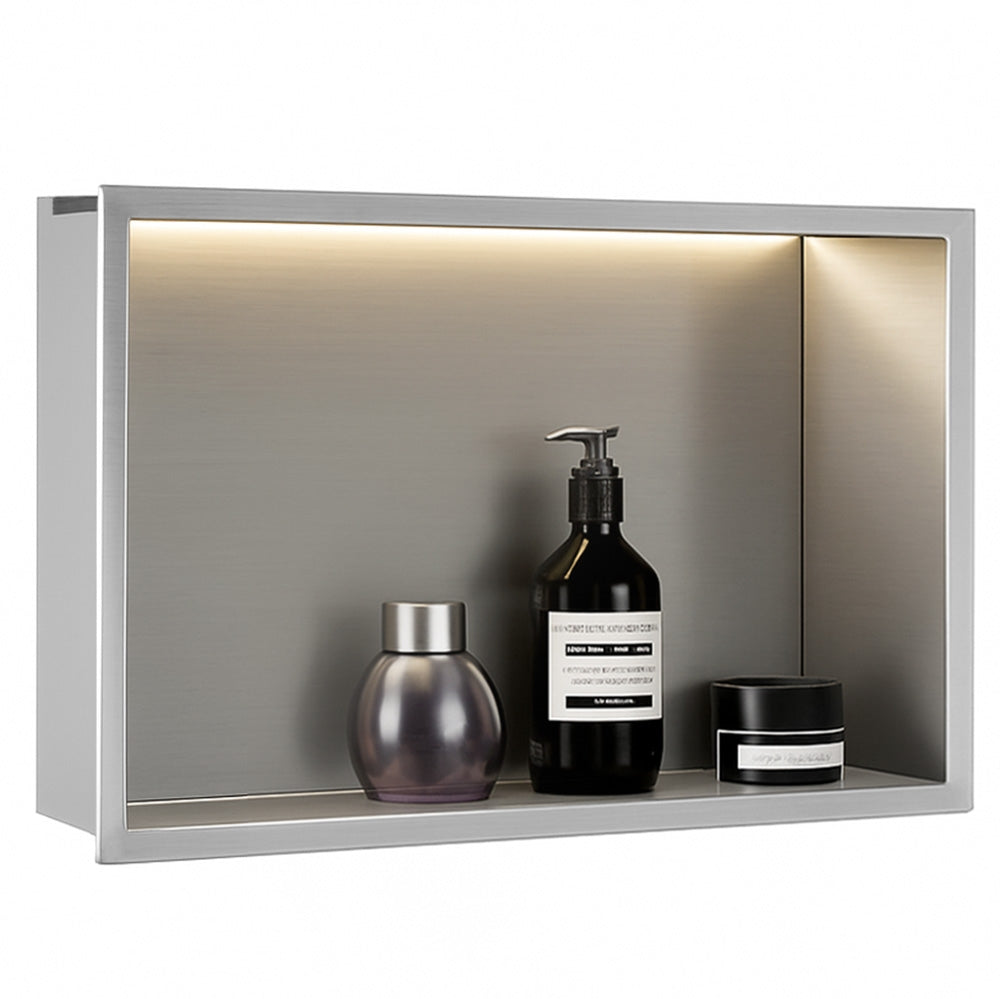 Raft Baie Incastrat Perete Led 30x45 Steel Brush  4