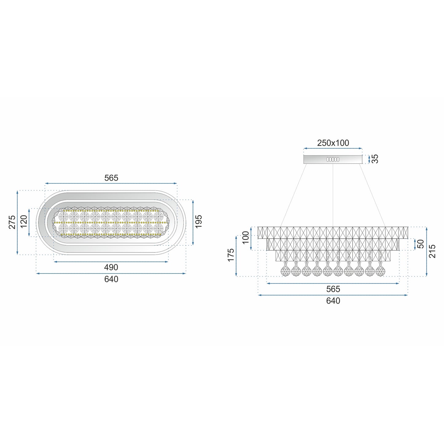 Lampă de tavan suspendată cristal LED 102W telecomandă APP417-CP  10