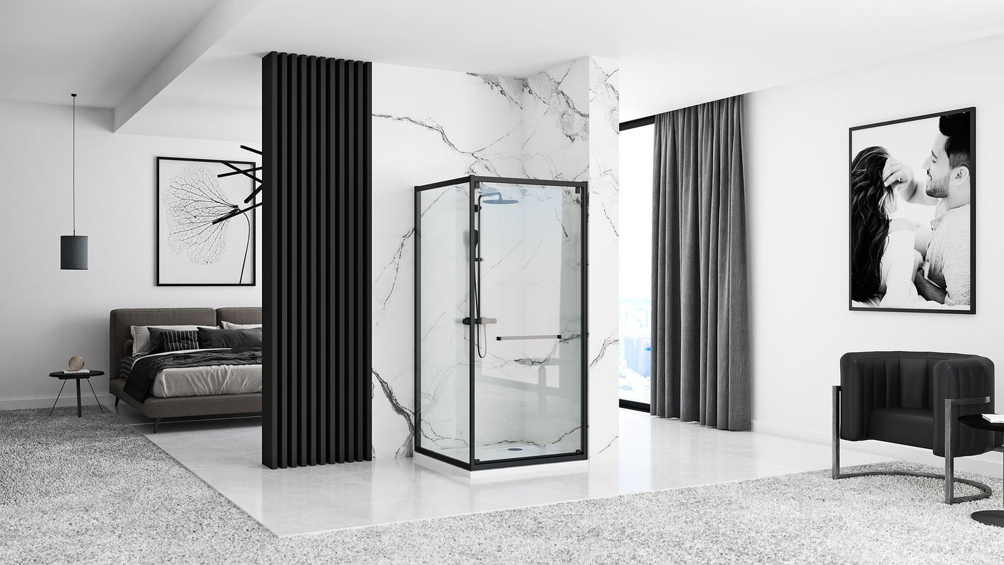 Cabina de dus Rea Space In Black 90x90 cu cadita Savoy 4