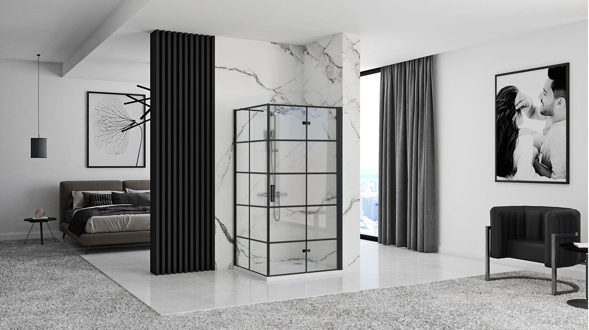 Cabina de dus Rea Molier Black 90x90  3