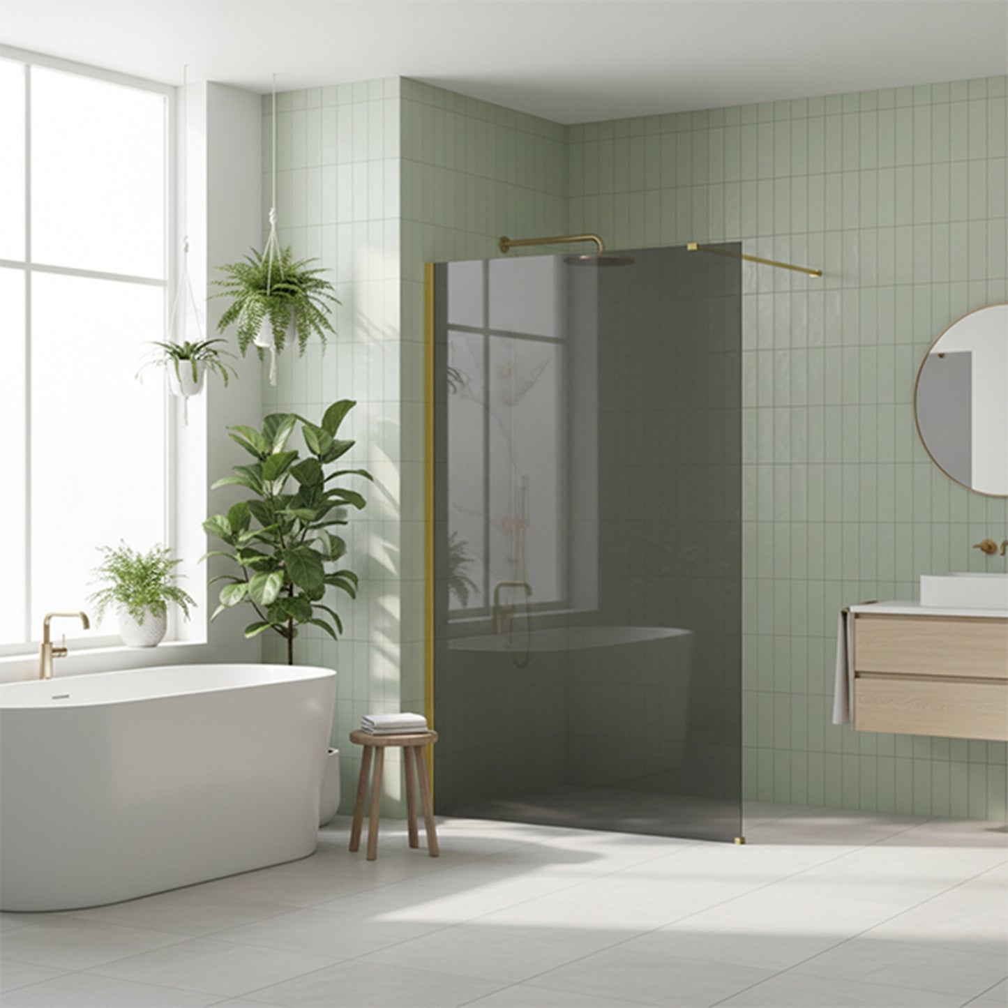 Paravan de dus Rea Flexi Grey / Gold 130  5
