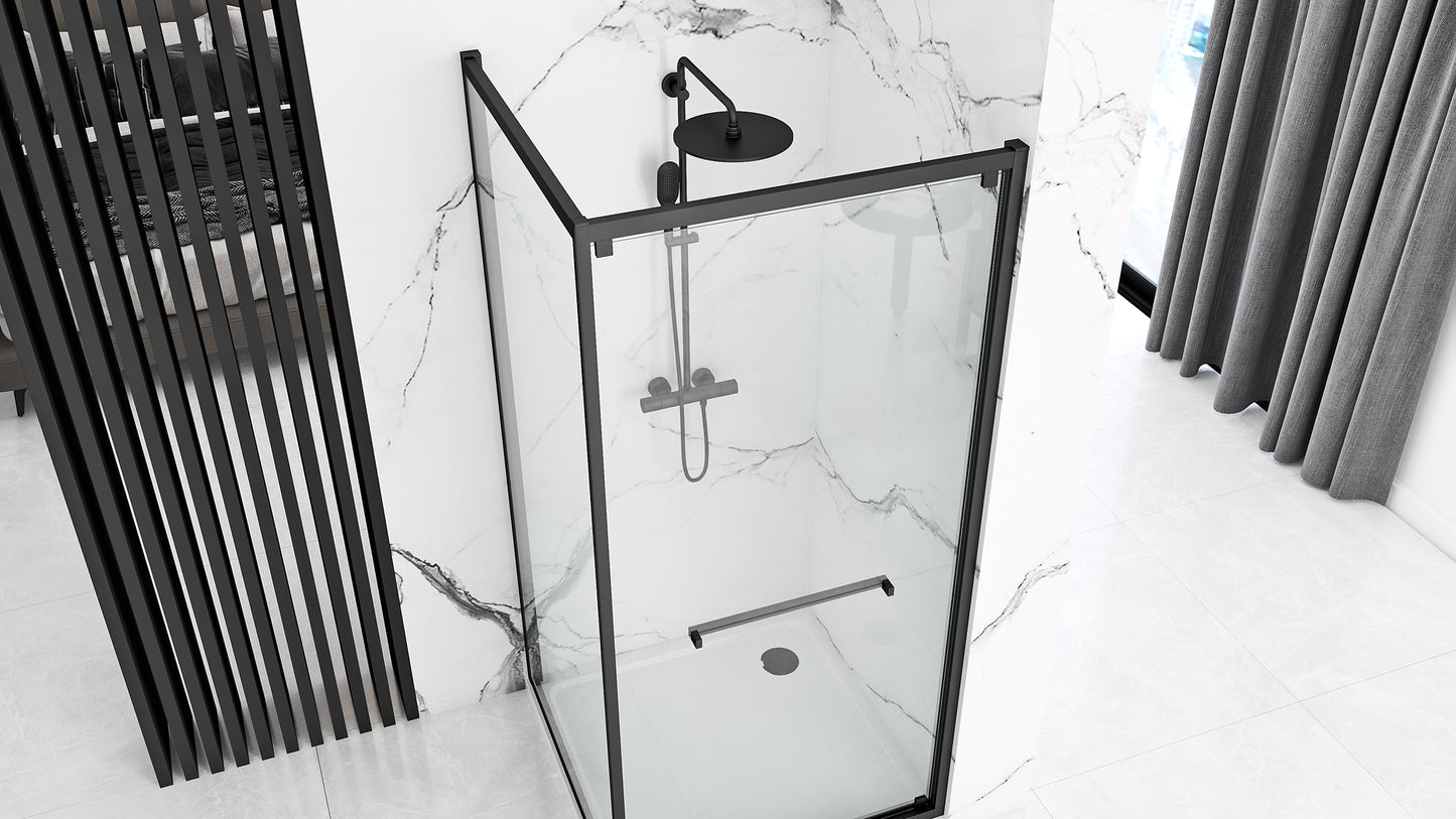 Cabina de dus Rea Space In Black 80x100 cu cadita Savoy 4