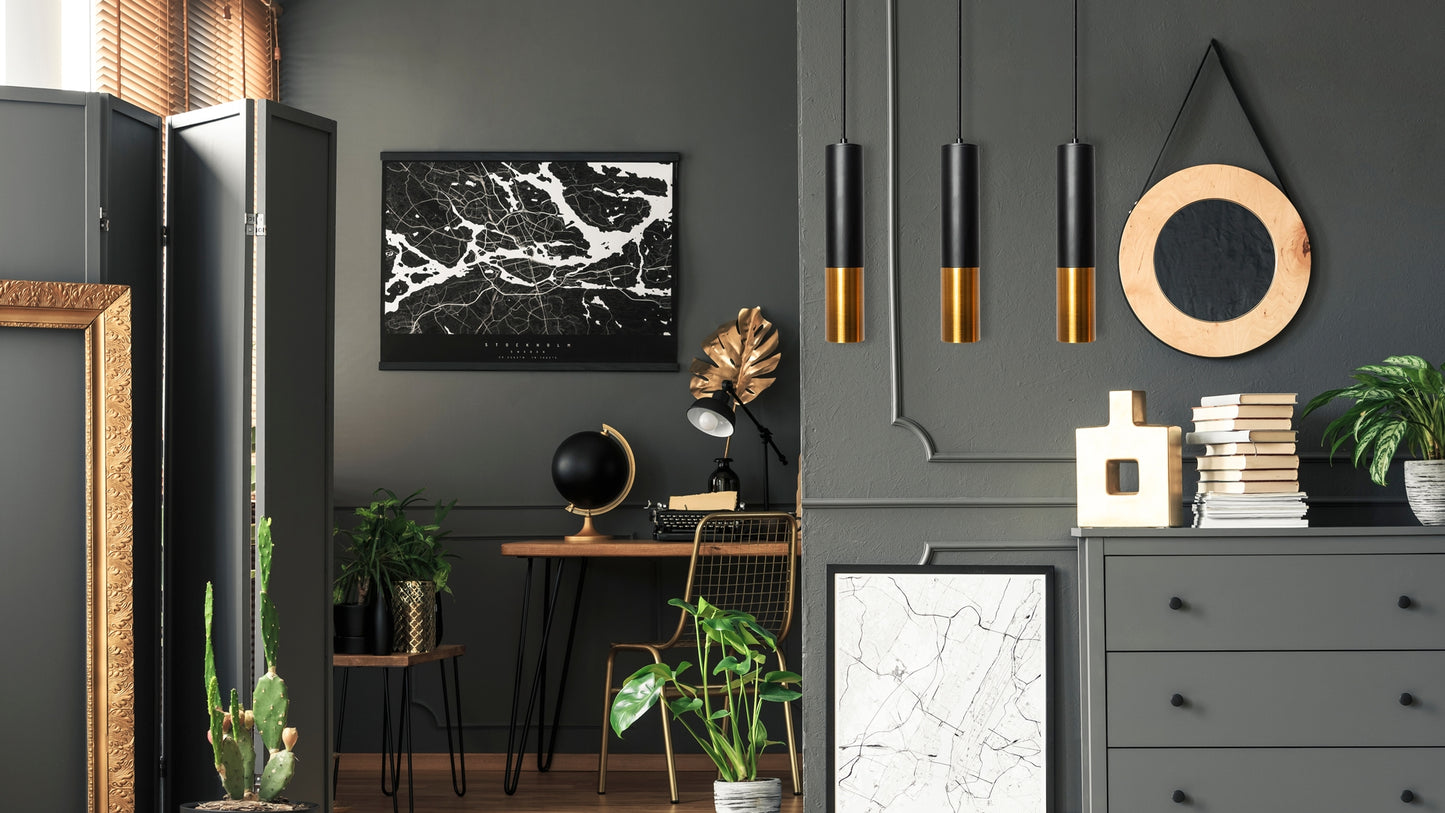Lampă Suspendată De Tavan Din Metal Negru Auriu APP469-1CP  4