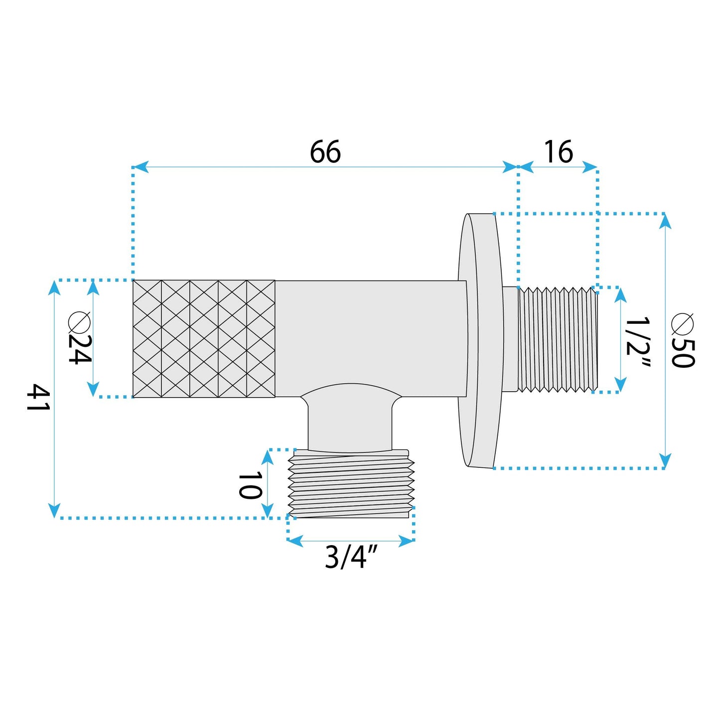 Robinet Colțar Diamond 03 1/2" X 3/4" Chrome 8