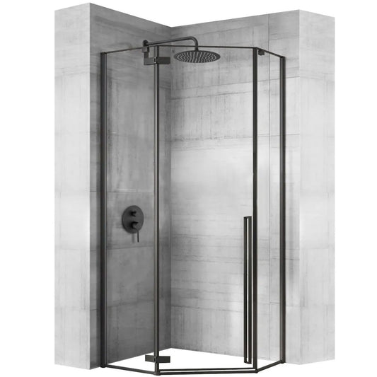 Cabina de dus DIAMOND BLACK MAT 80x80 cm cu cadita Diamond alb 1