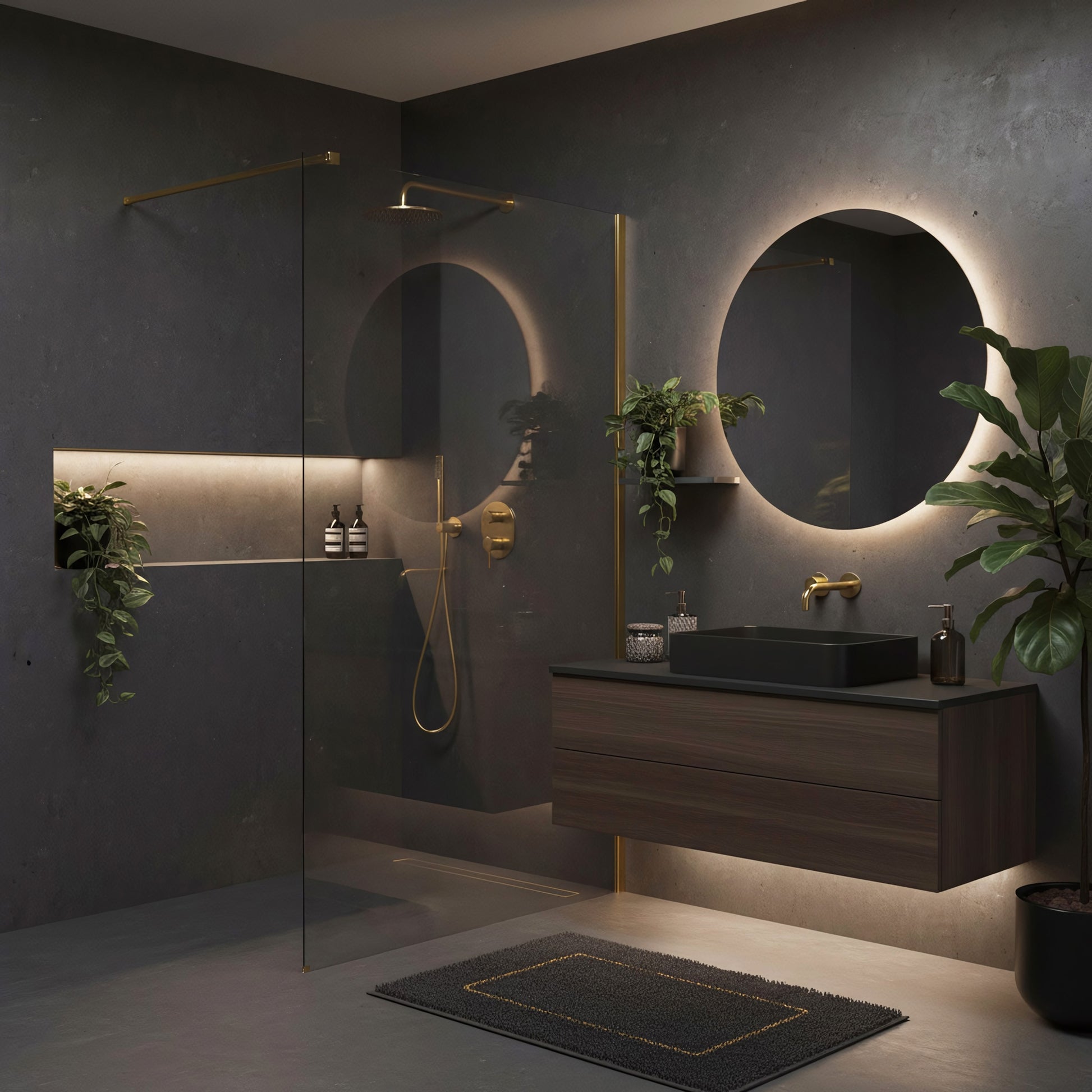 Paravan De Dus Rea Flexi Transparent / Brush Gold 140  2