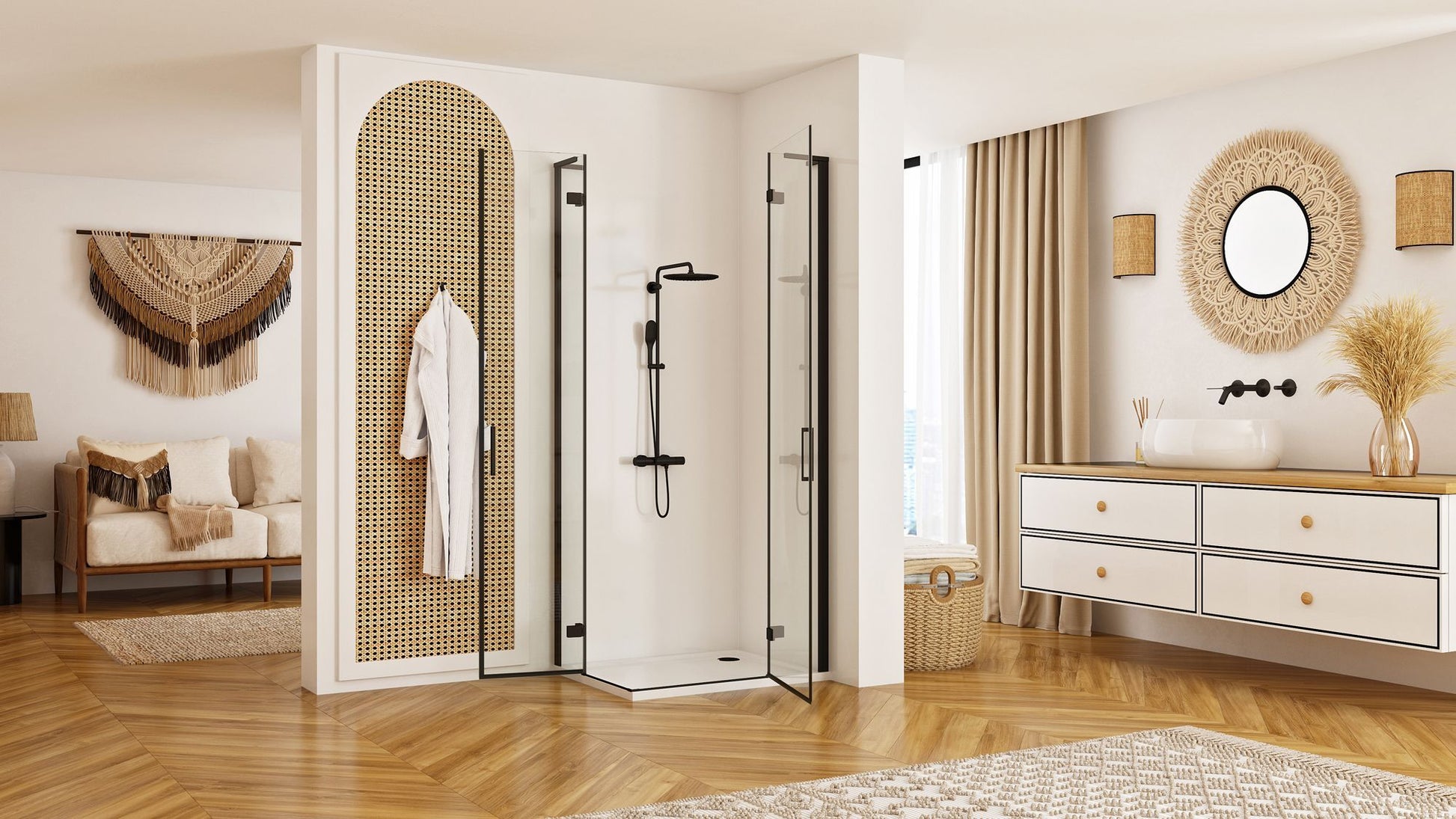 Cabina dus REA Hugo Double Black 80x80  3