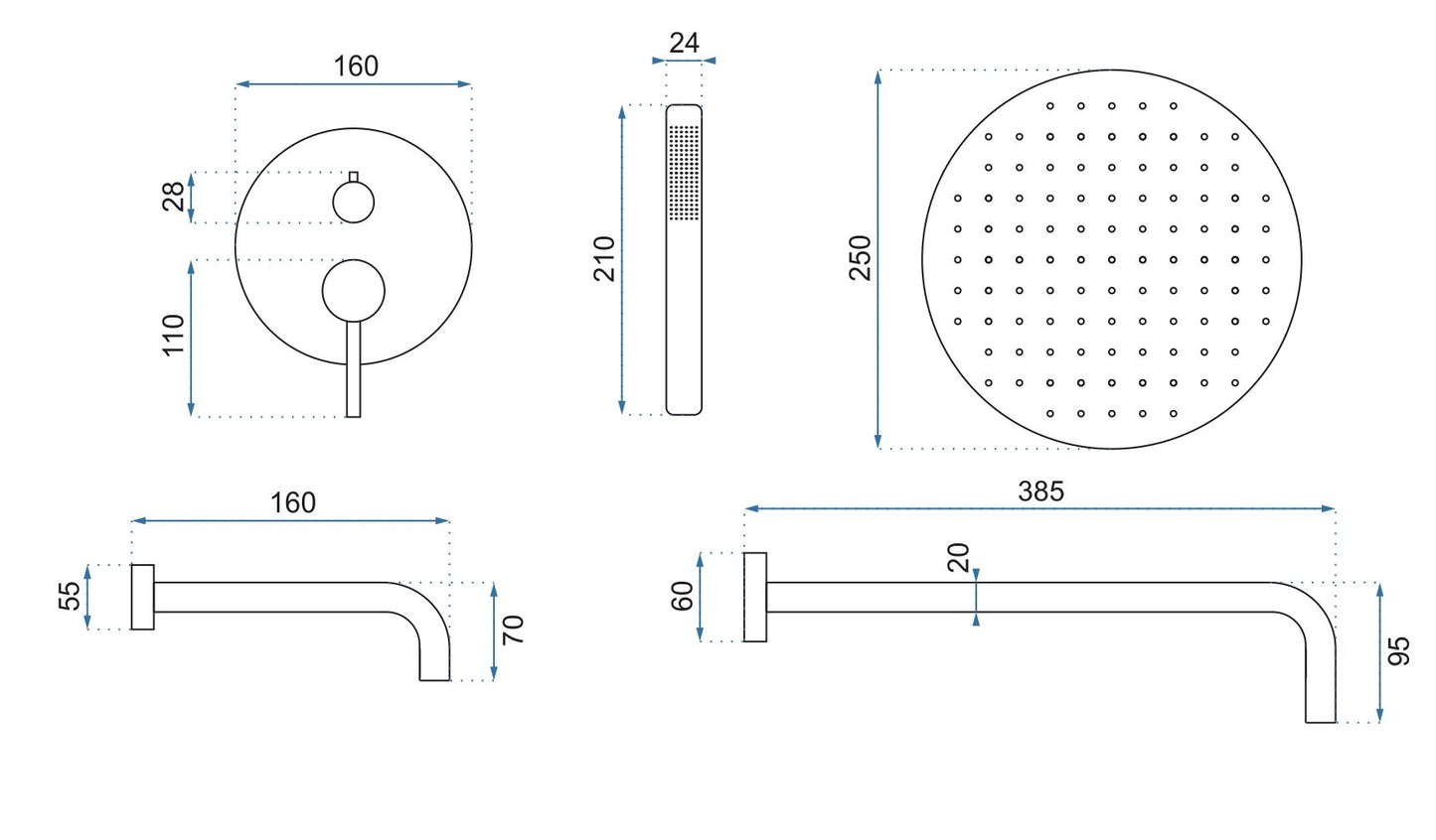 Set Încastrat Cadă Și Duș Rea Lungo Titan + Box  8