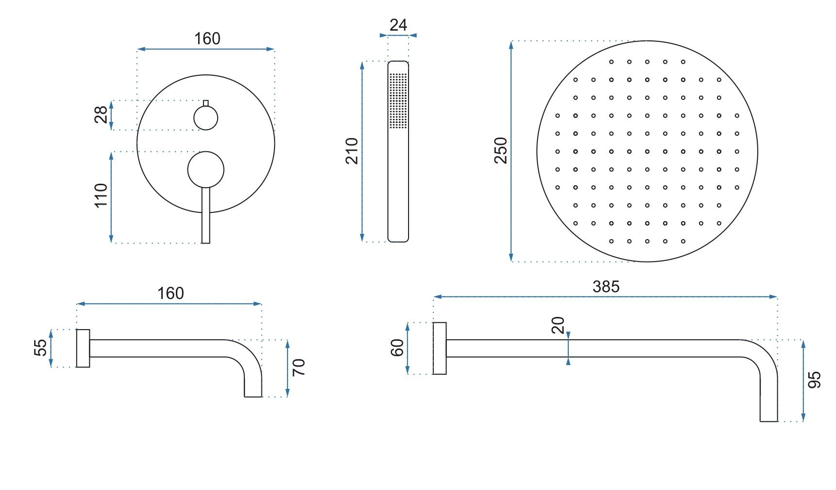 Set Încastrat Cadă Și Duș Rea Lungo Titan + Box  8
