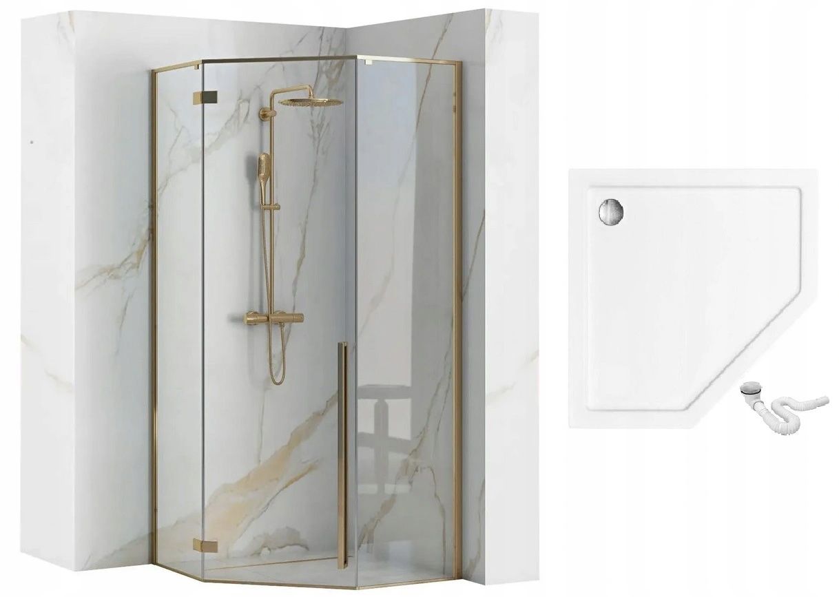 Cabina de dus DIAMOND GOLD  90x90 cm cu cadita Diamond negru 7