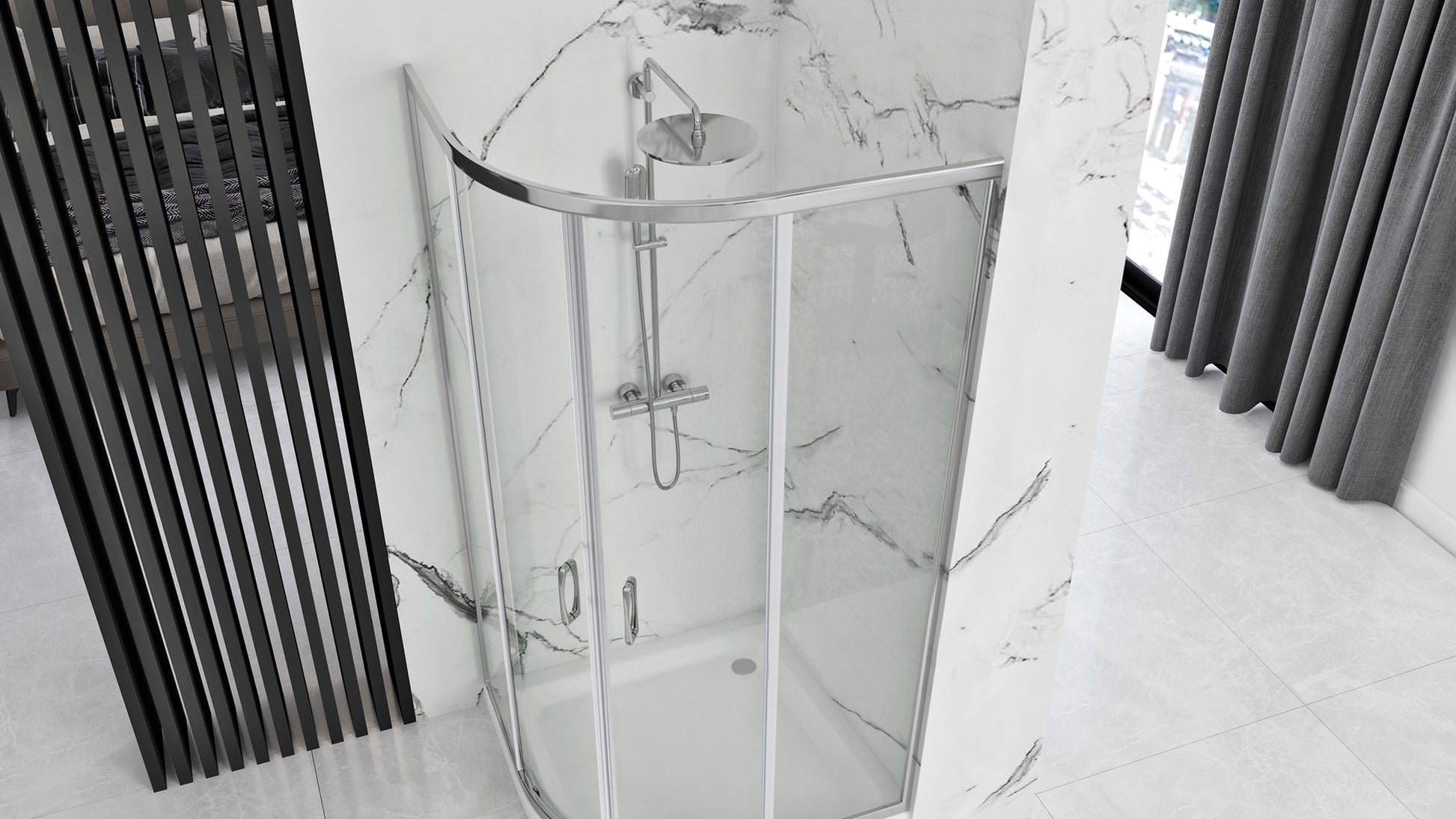 Cabina dus REA Look Chrome 80x80 Cu cădiță de duș Look albă 3