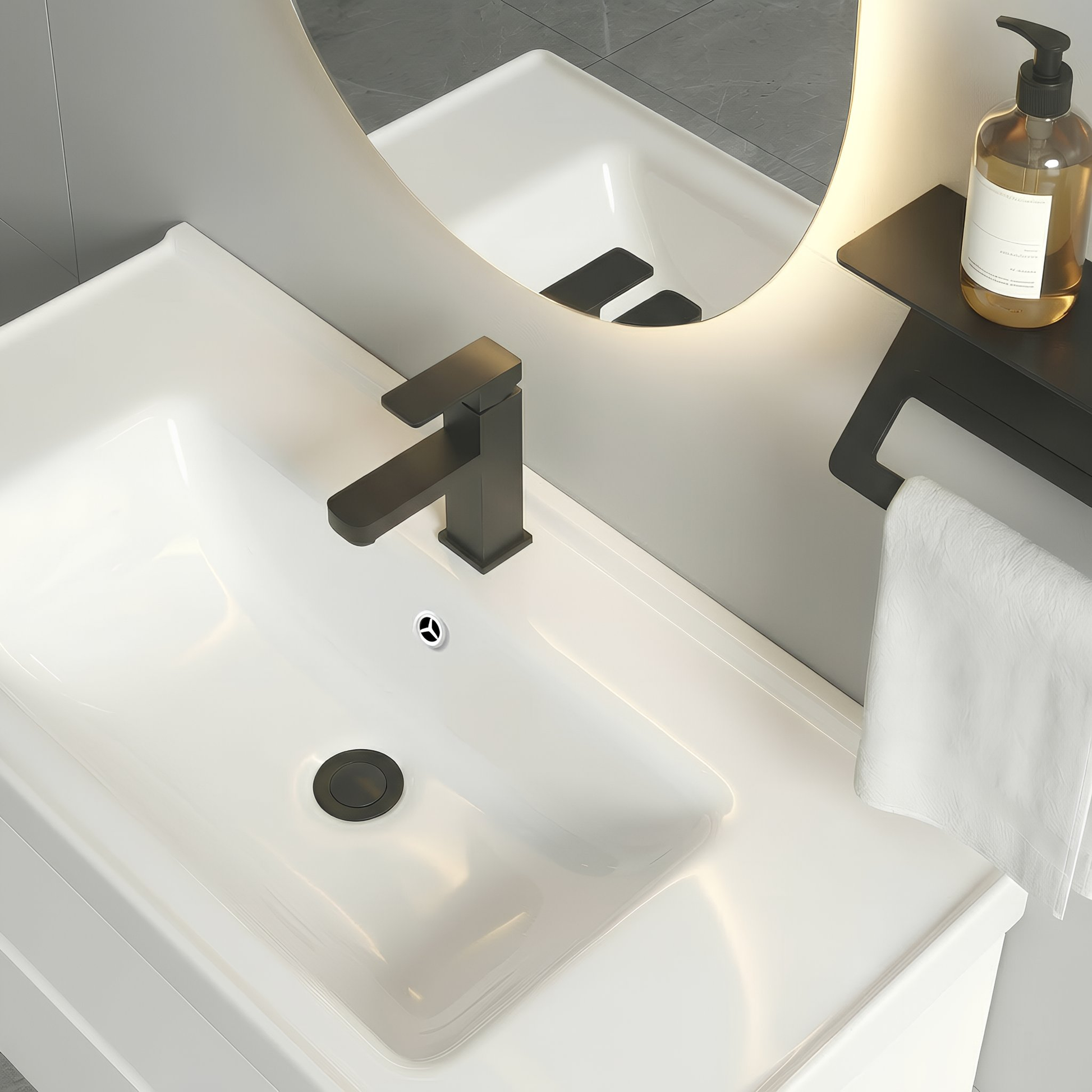 Set mobilier de baie cu lavoar Toledo 60cm White  4