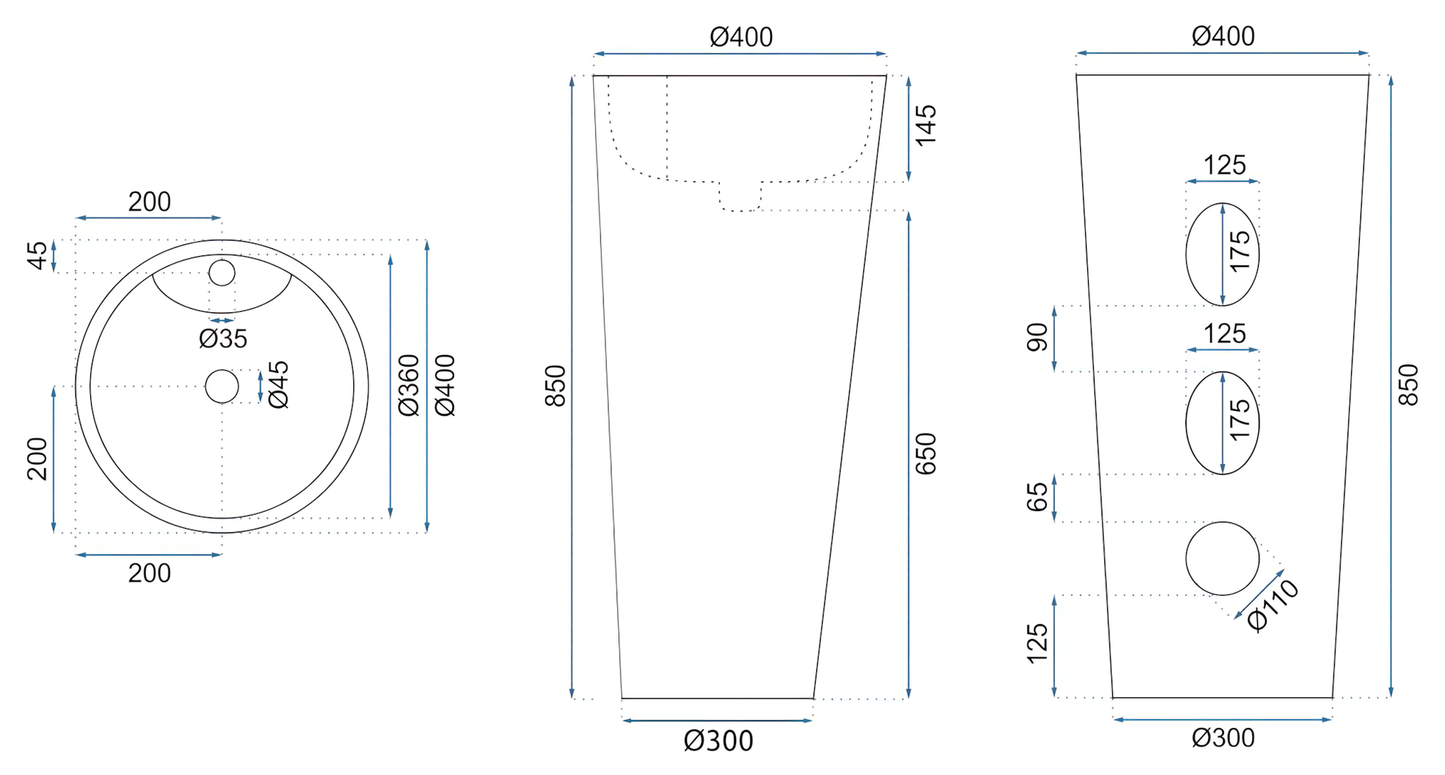 Lavoar Freestanding De Sine Stătător Ceramic Rea Blanka Savana Matt  11