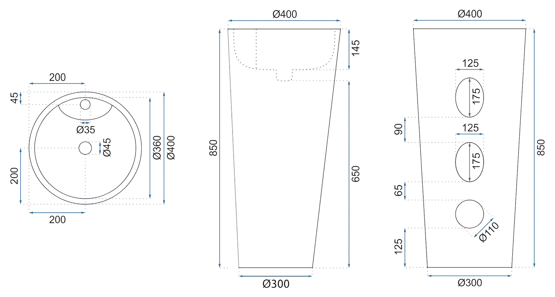 Lavoar Freestanding De Sine Stătător Ceramic Rea Blanka Savana Matt  11