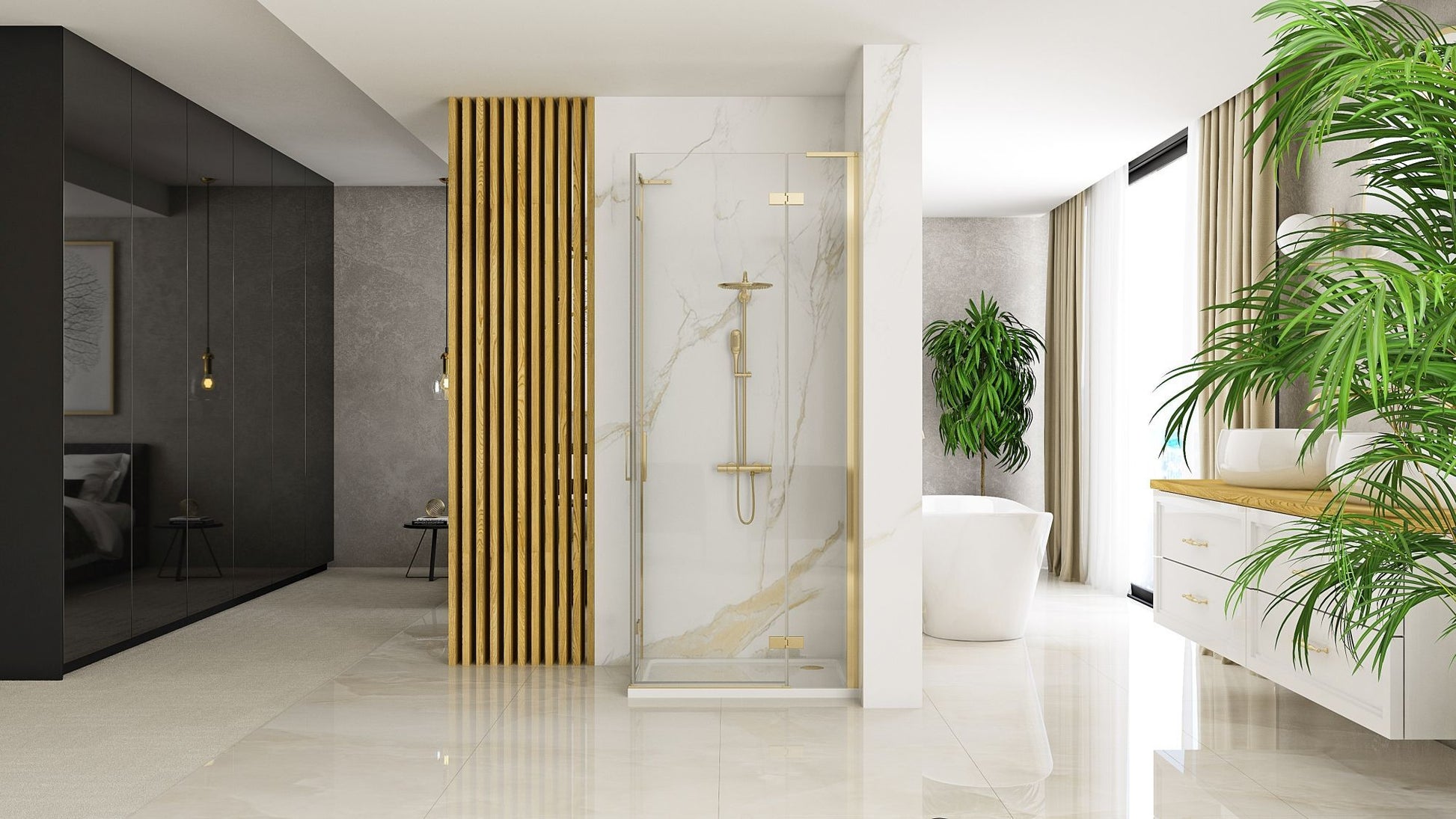 Cabina dus REA Hugo 90x100 Gold Brush  3