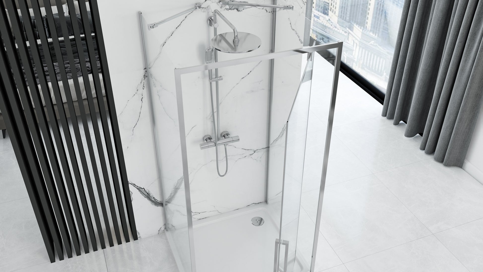 Cabina dus REA Rapid Swing Chrome Usa:100 x Perete:100 2