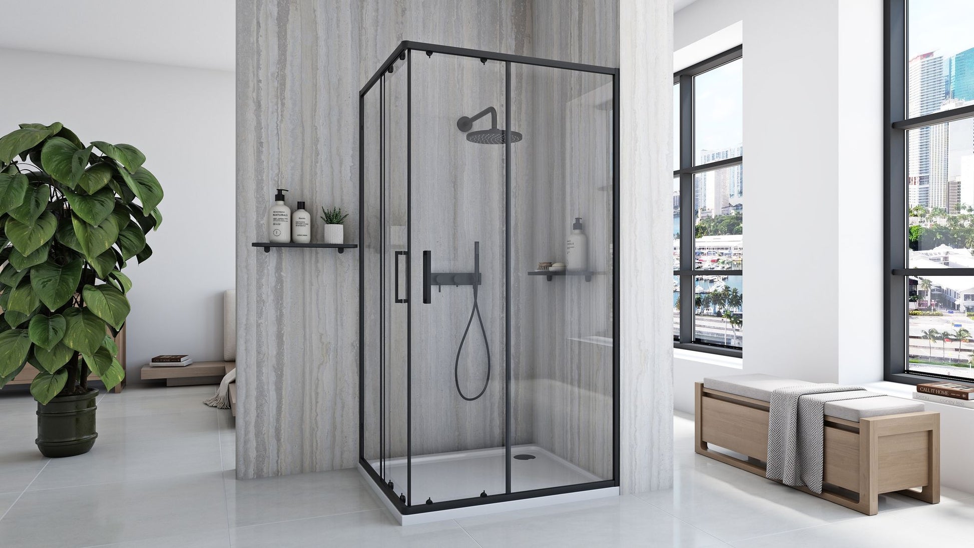Cabină de duș Rea City 80x100 cm Black fara cadita 3