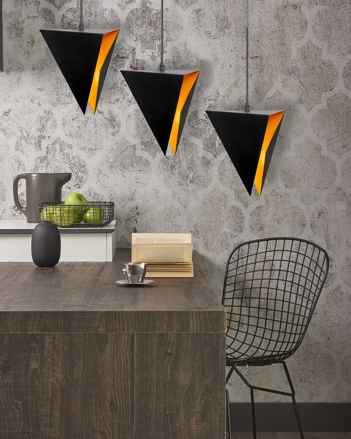 Lampă Triangulară Geometrică Triple Negru APP254-3CP  4