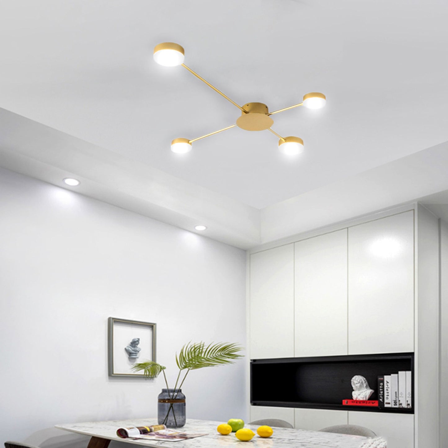 LAMPA DE PLAFON MODERNA GOLD 4-ARM LED APP520-4C  2