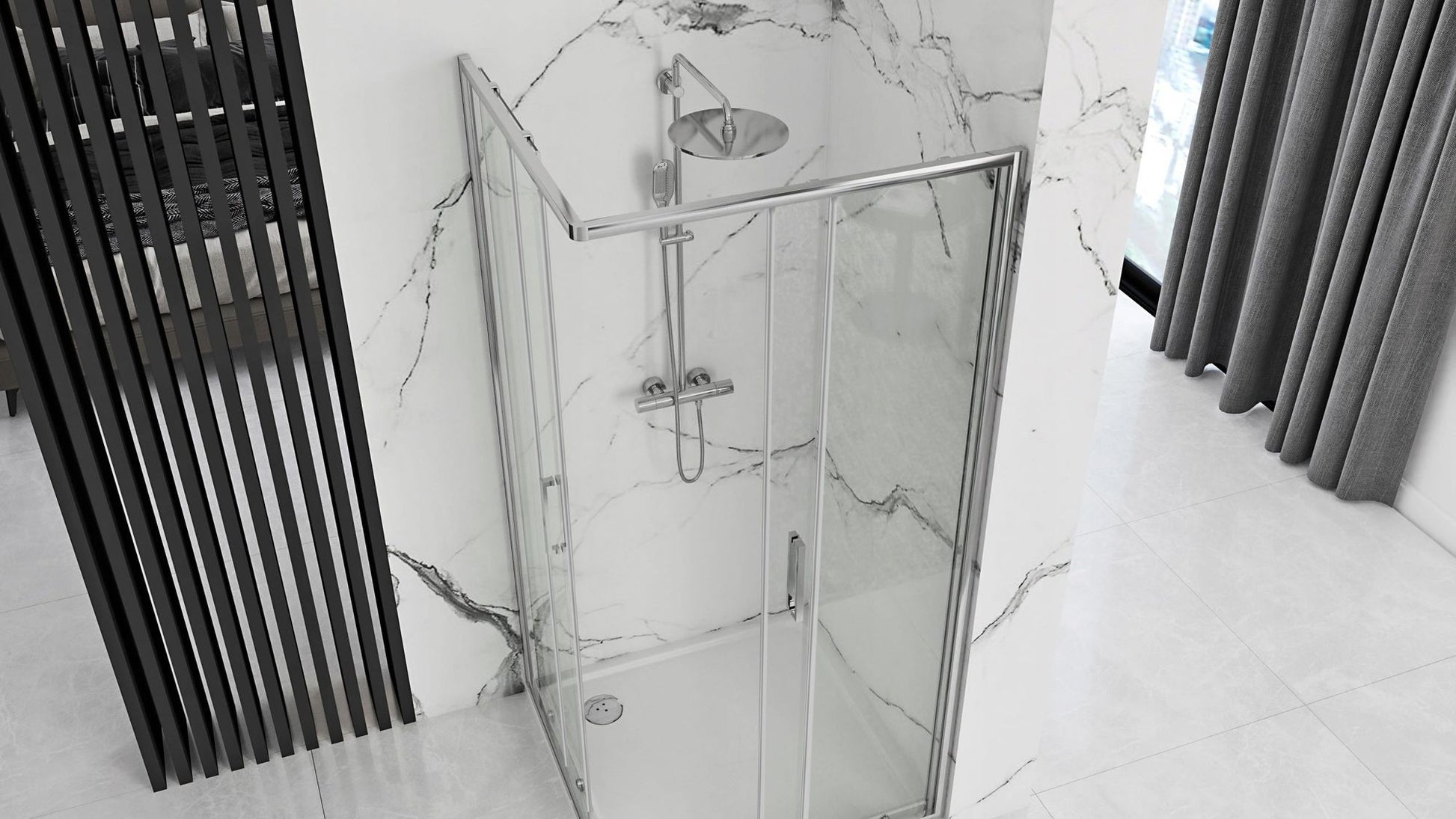 Cabina de dus Rea Punto 80x80 cm cu cadita Savoy black 4