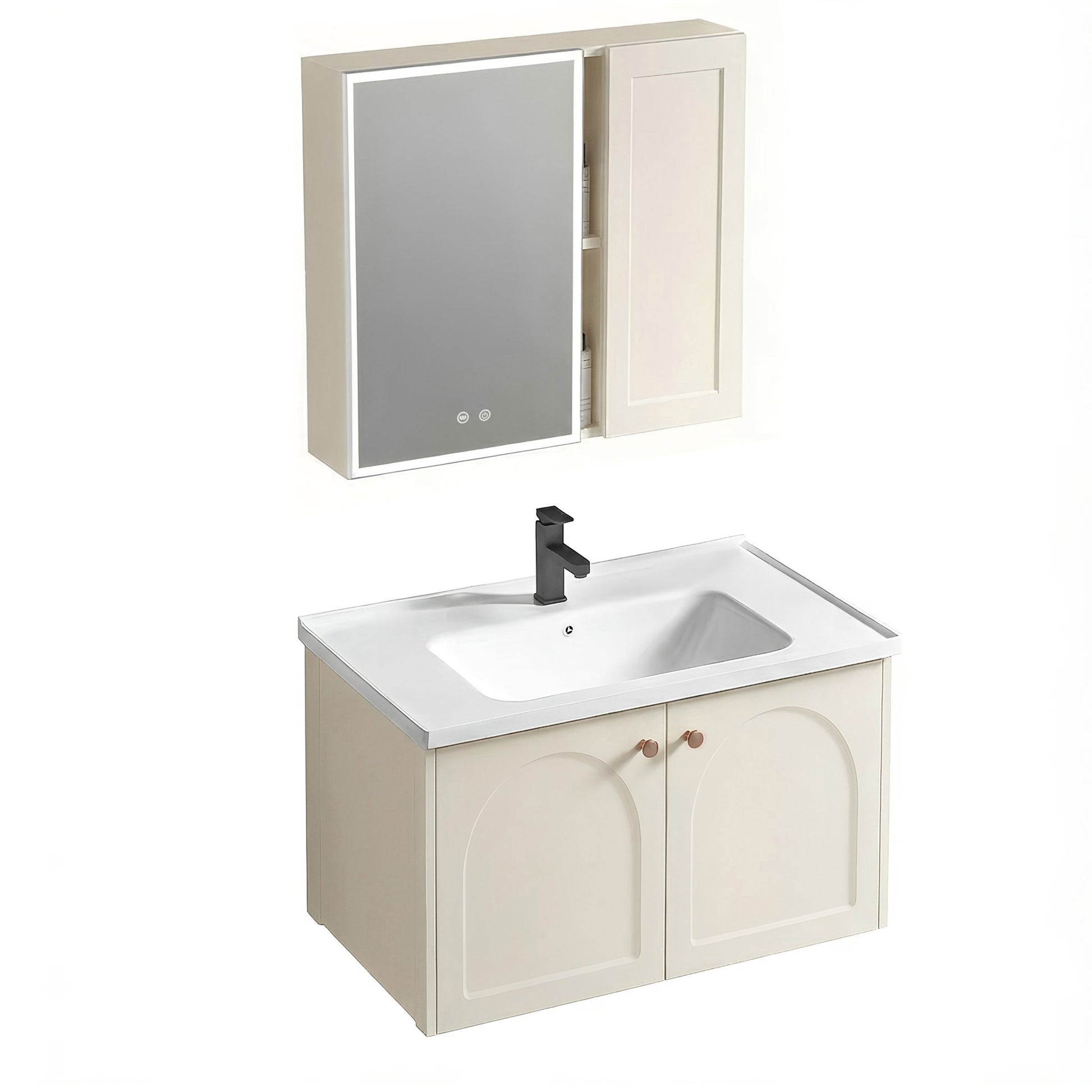 Set mobilier de baie cu lavoar Denver 60cm Creme  2