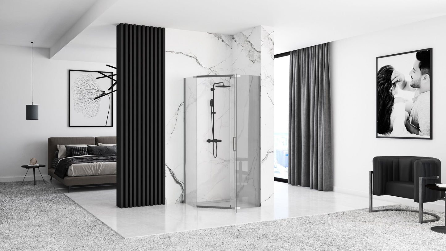 Cabina de dus AXIN Chrom 80x80 cm cu cadita Diamond alb 3