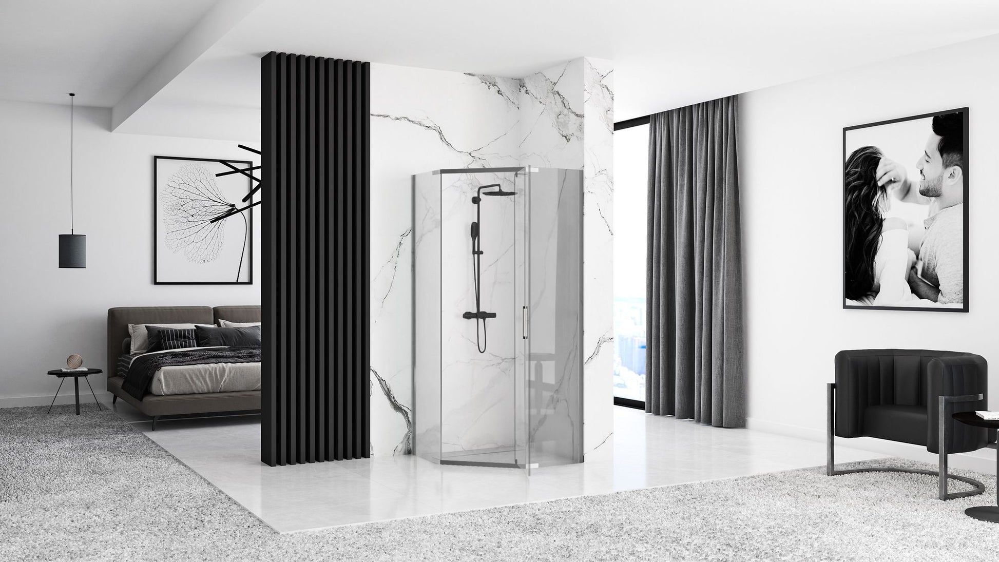Cabina de dus AXIN Chrom 80x80 cm cu cadita Diamond alb 3