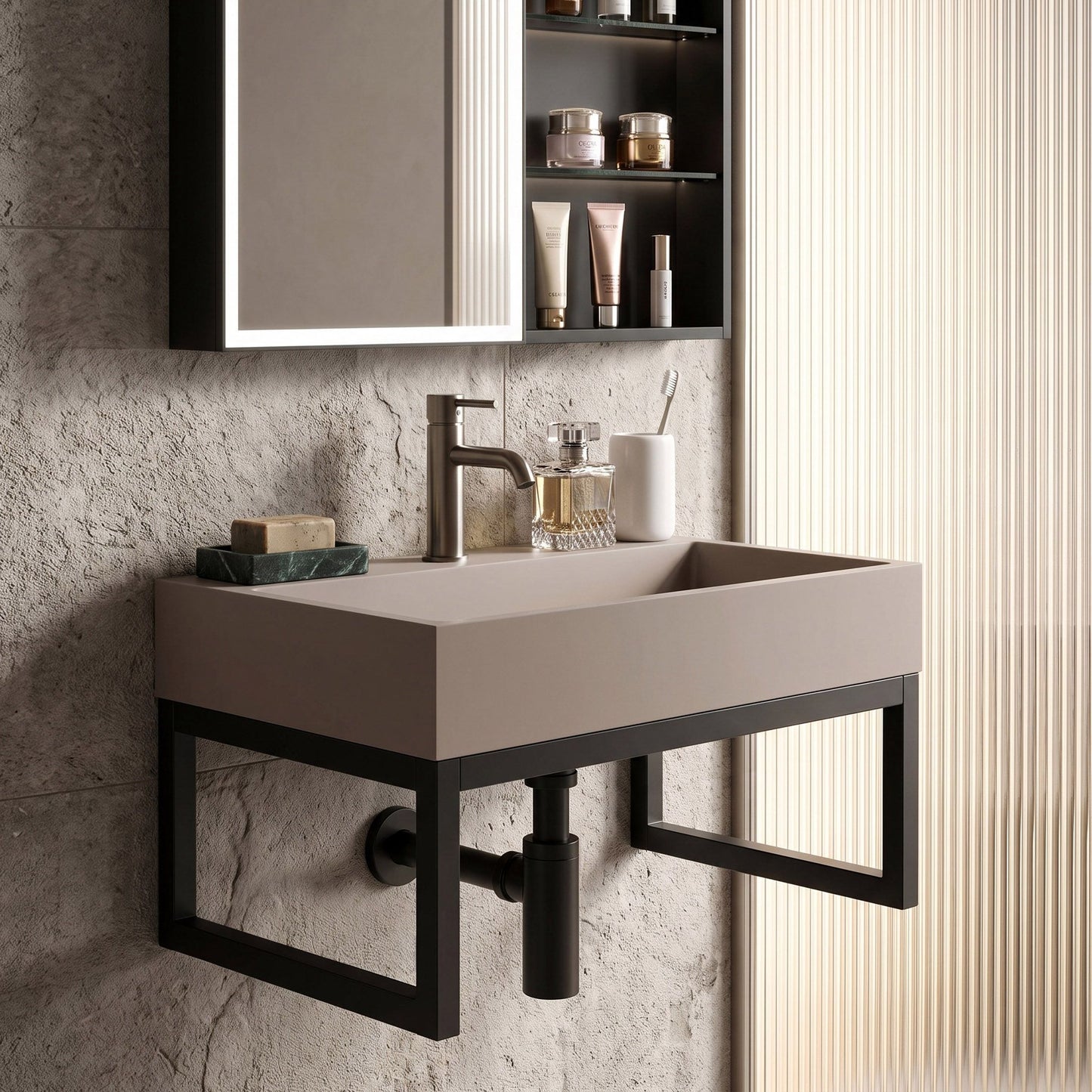 Lavoar Din Compozit Rea GOYA TAUPE 50CM + Cadru 7