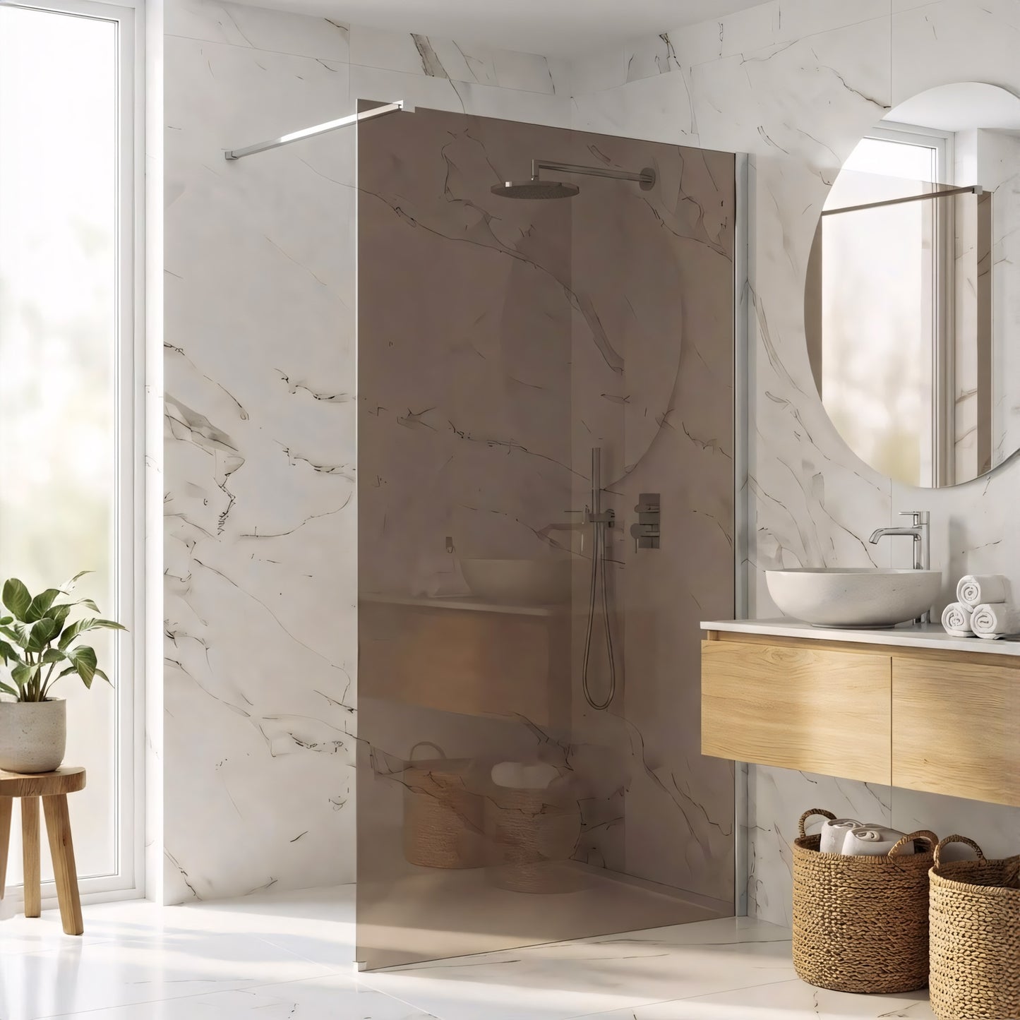Paravan de dus Rea Flexi Brown / Chrome 100  3