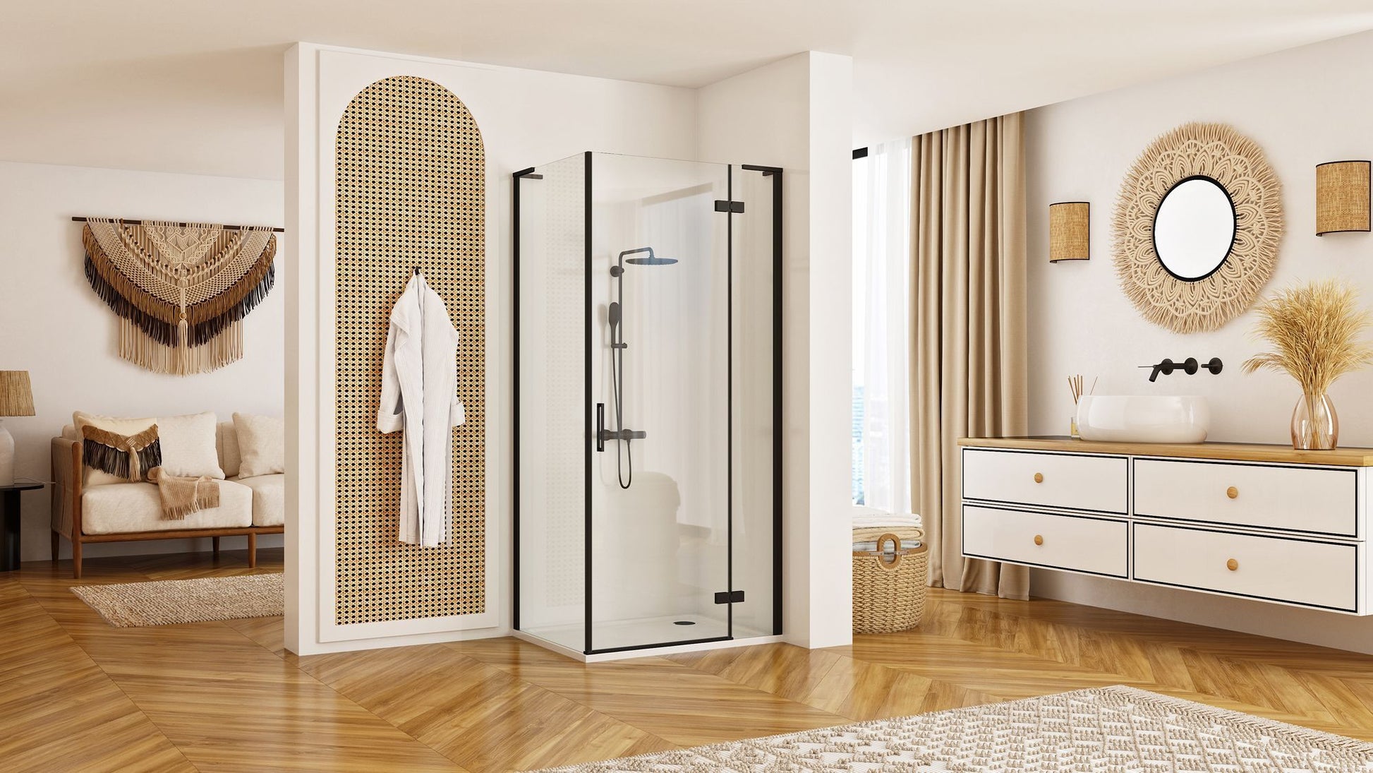 Cabina dus REA Hugo Black 100x80  2