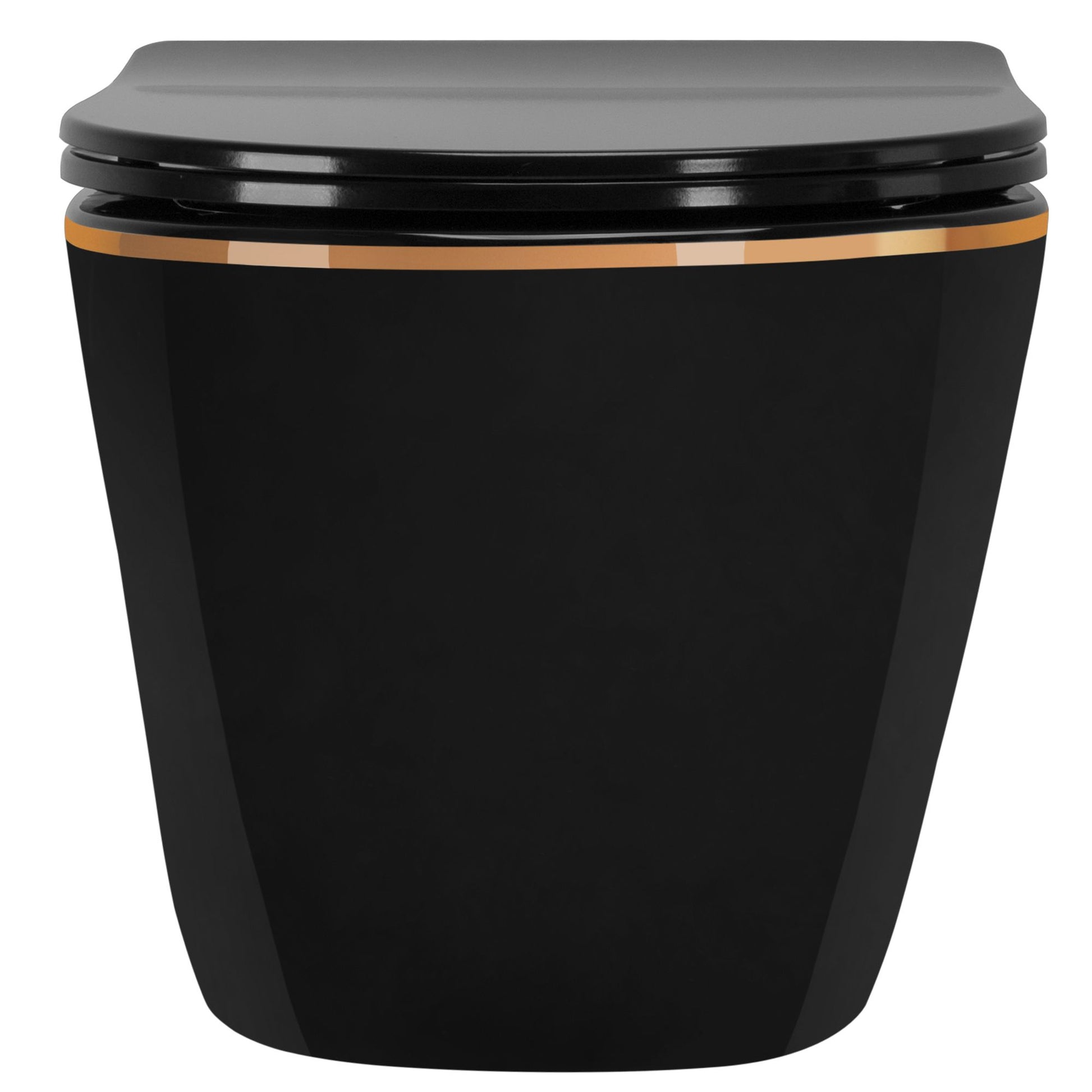 Vas WC suspendabil Rea CARLO Mini Rimless Duroplast Flat Black Gold Edge 2