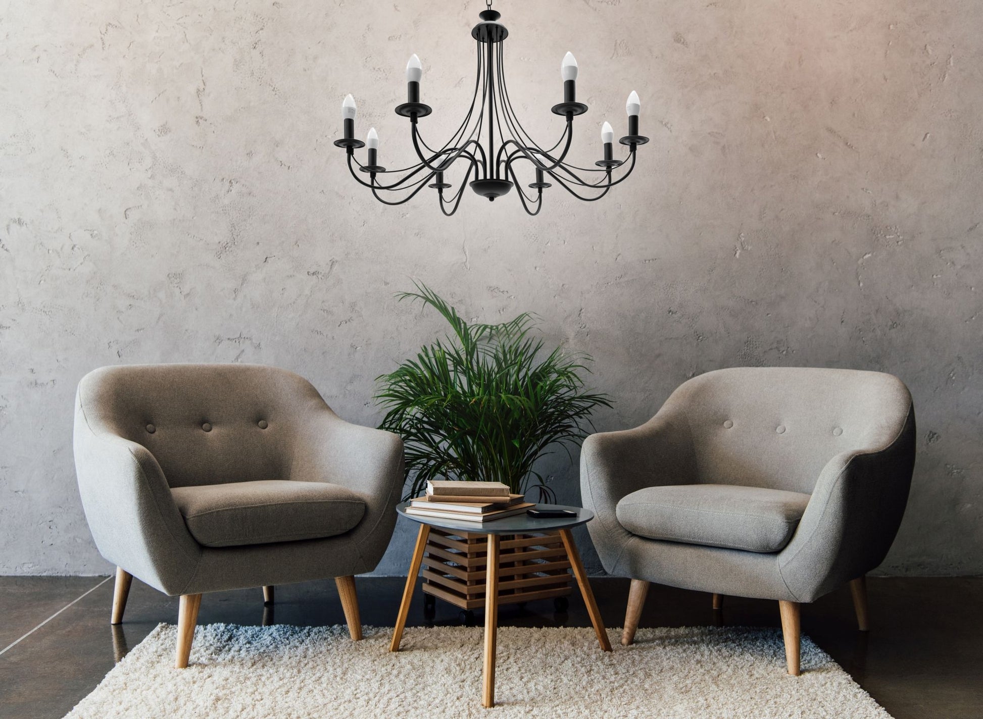 Lampă suspendată de tavan neagra rustica APP648-8CP  6