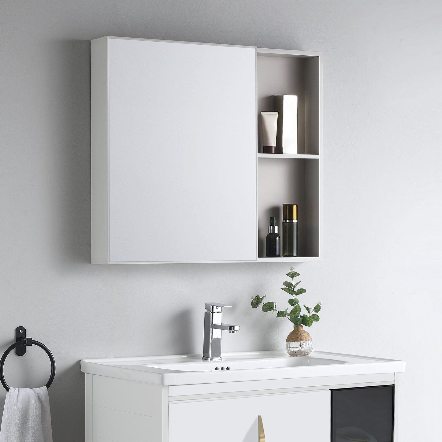 Set Mobilier De Baie Cu Lavoar Paris 60cm White  3