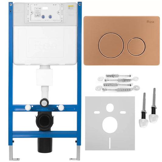 Cadru Wc Încastrat Rea Cu Buton I Brush Copper  1