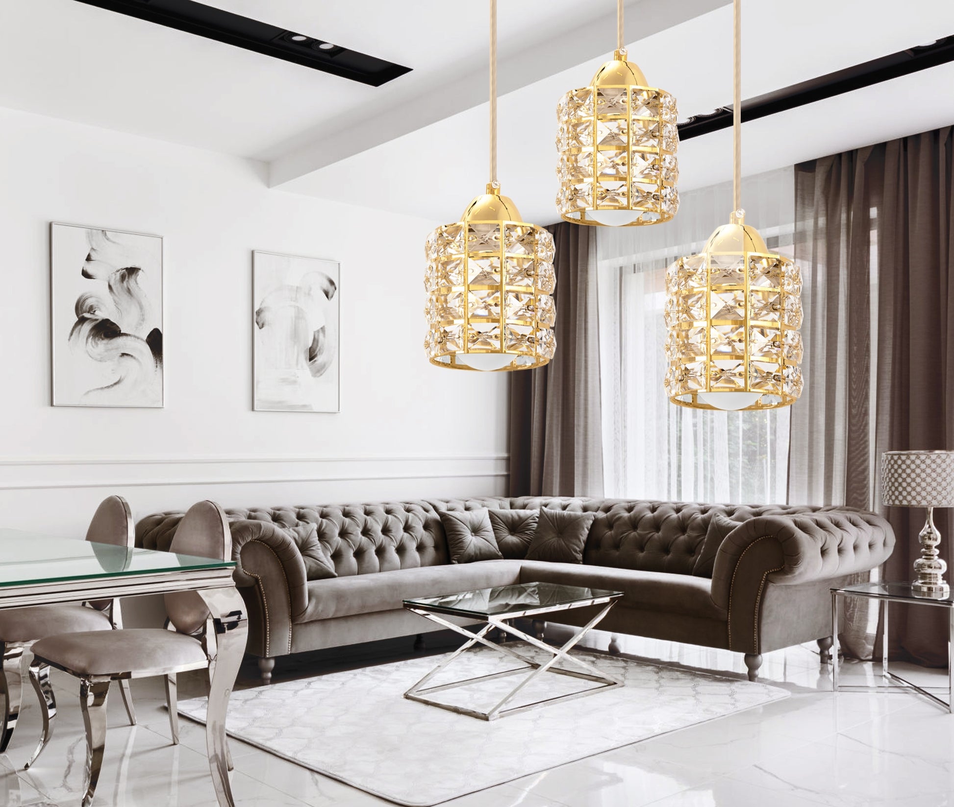 Plafoniera Cristal Gold APP726-3CRP  7