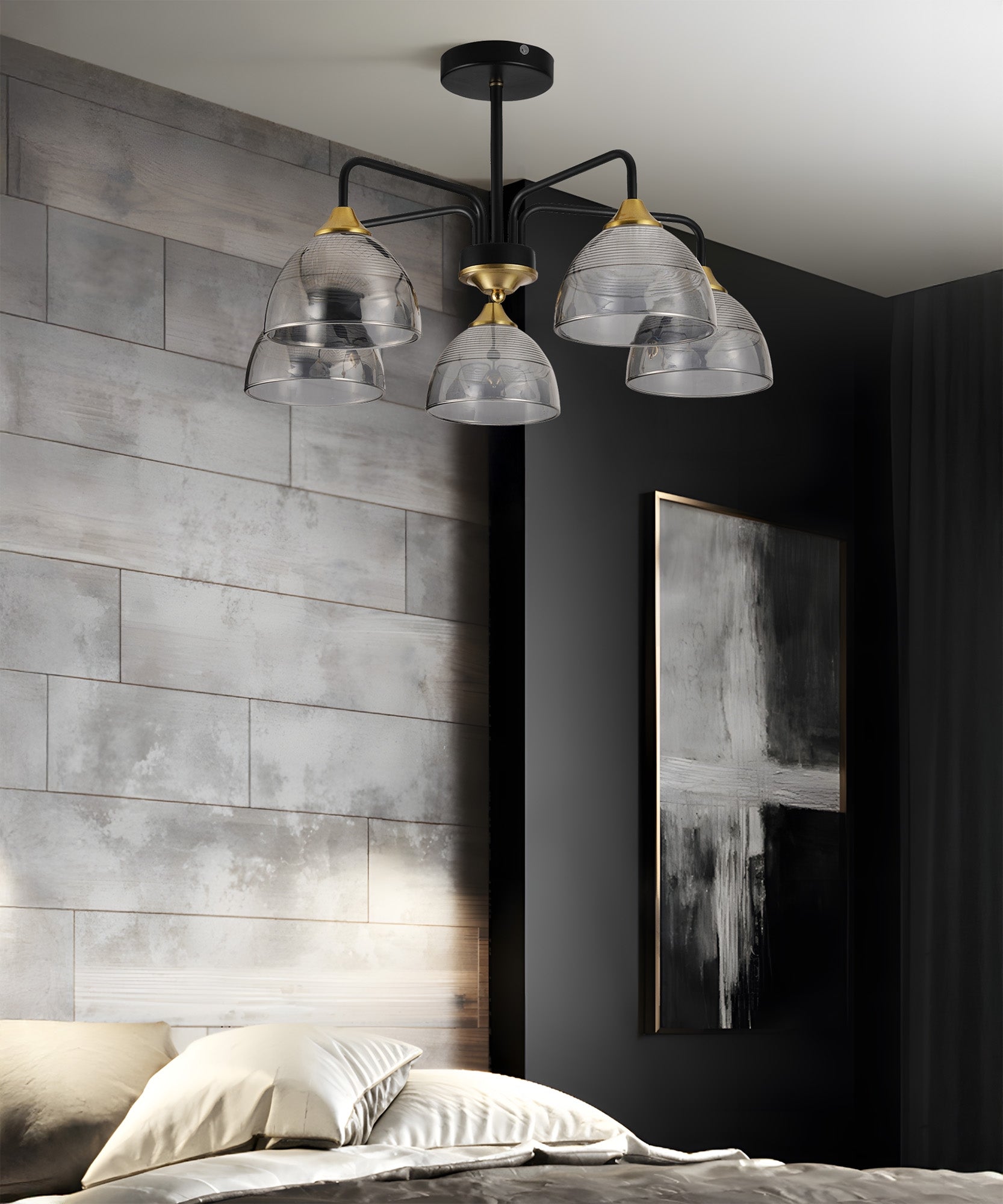 Lampă Suspendată G085-5c Black Grey  5