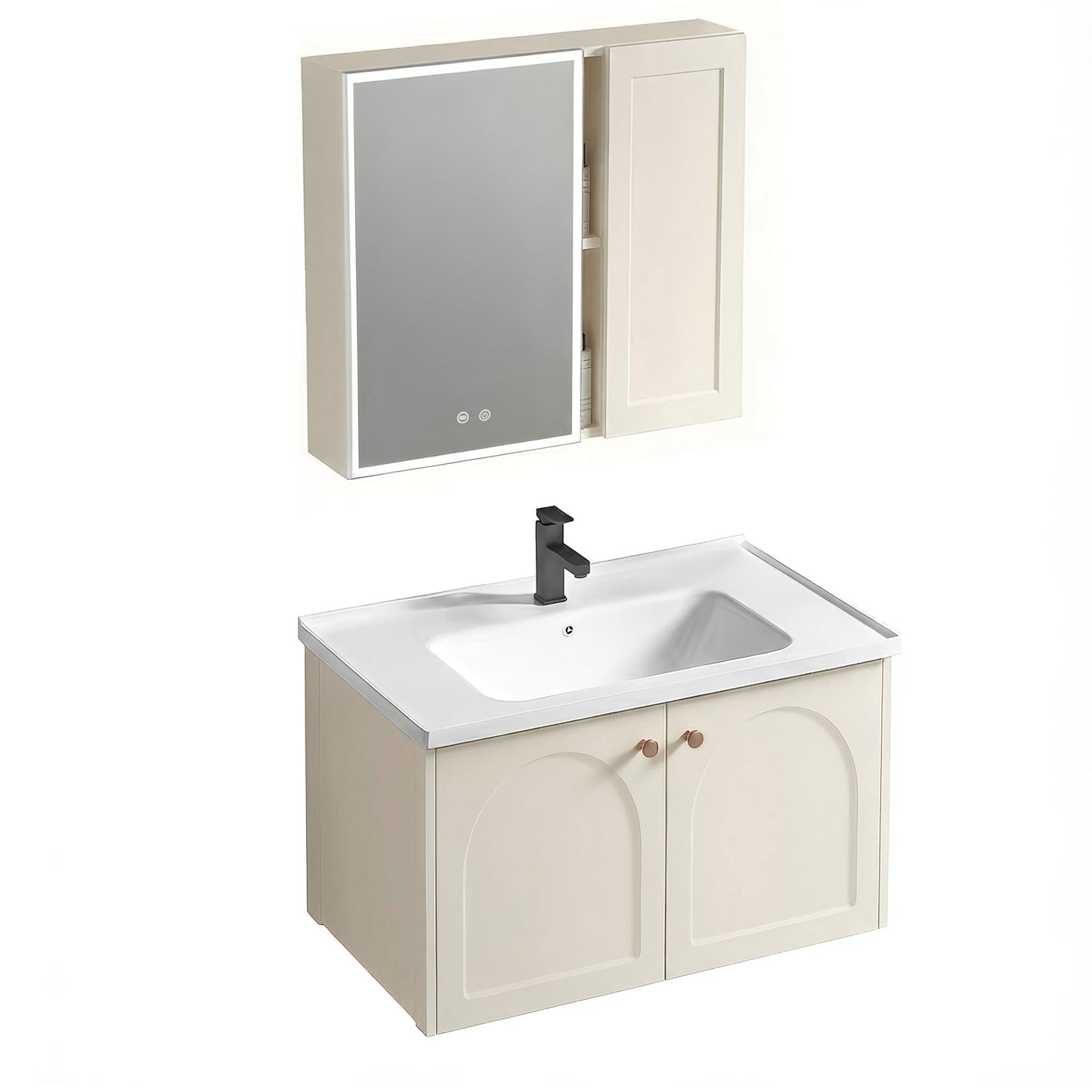 Set mobilier de baie cu lavoar Denver 60cm Creme  6