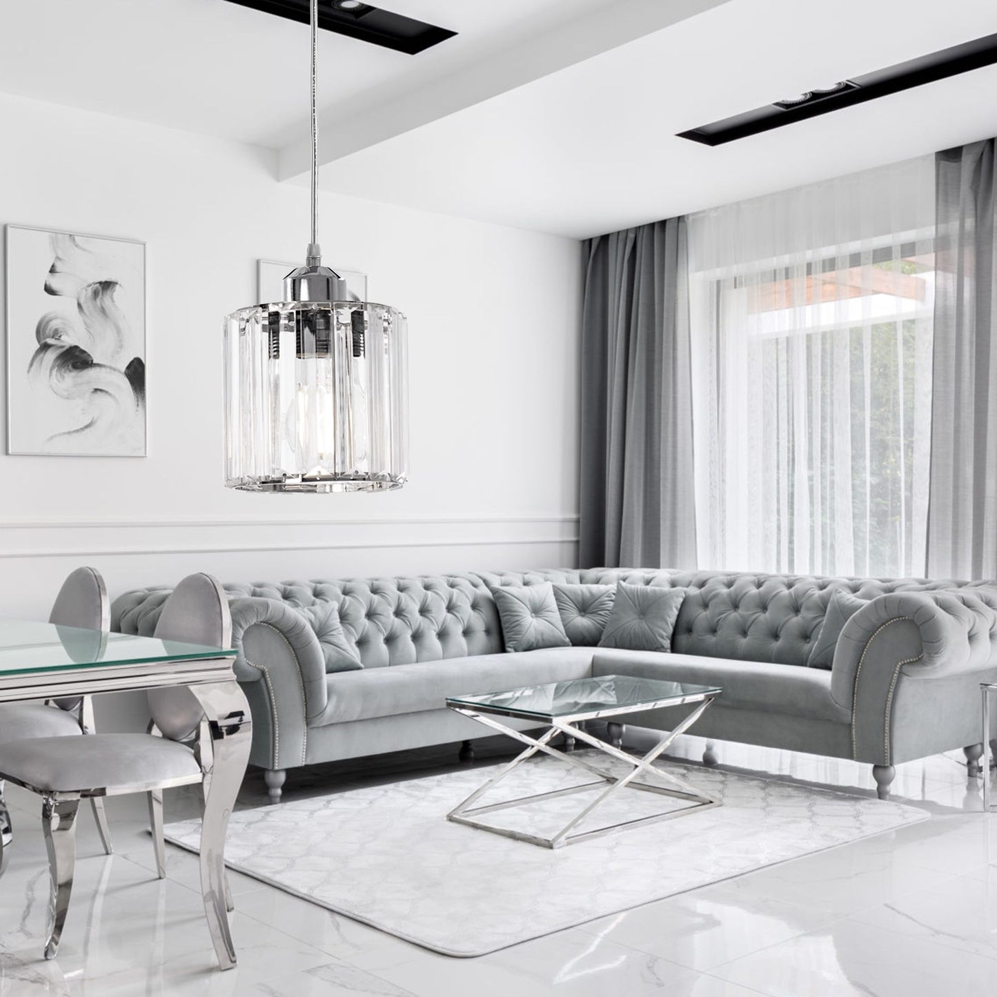 Lampă de tavan cristal argintiu APP508-1CP  6