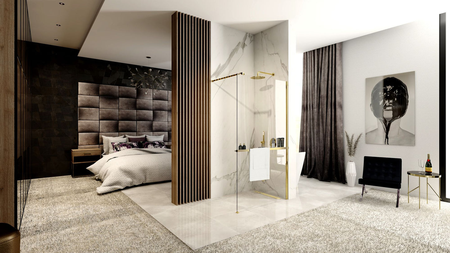 Panou de duș Rea Aero Gold N 90 Walk In + EVO  2
