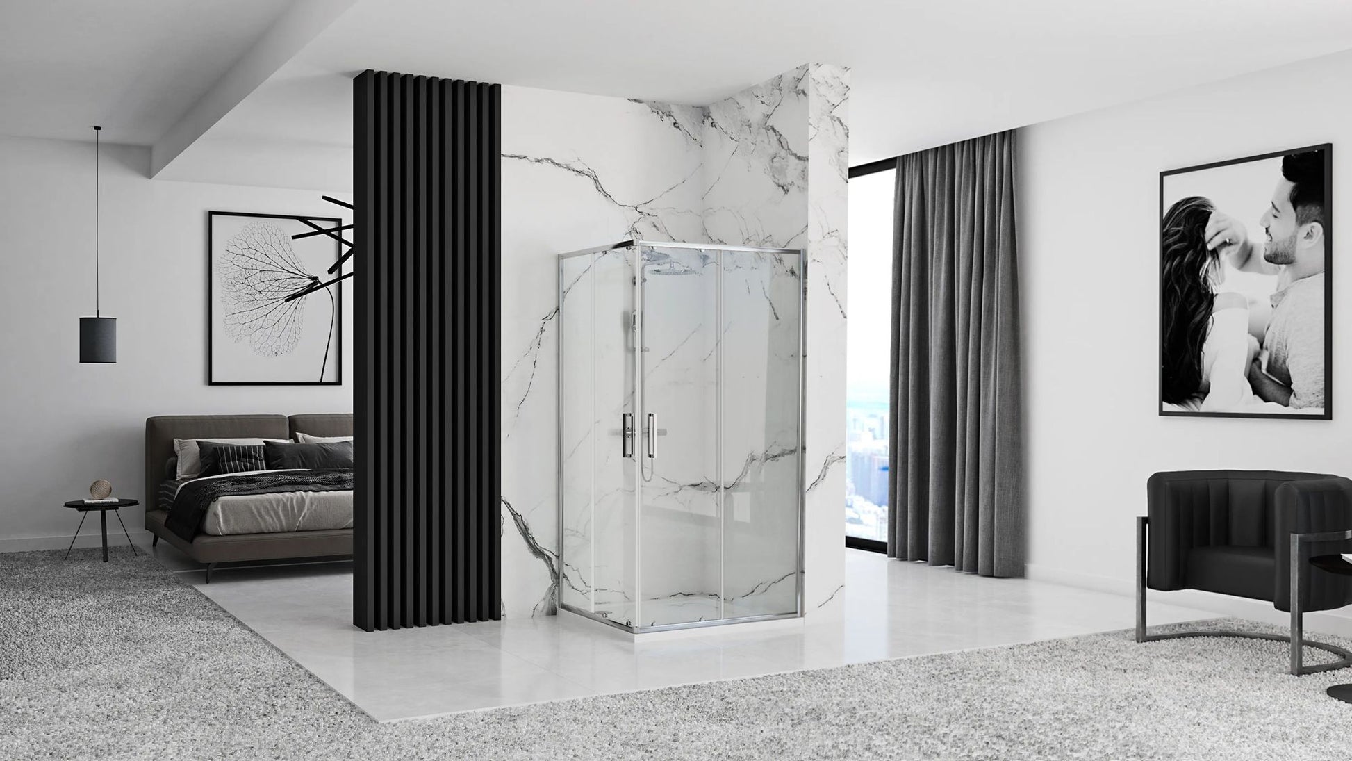 Cabina de dus Rea Punto 80x80 cm cu cadita Savoy 3