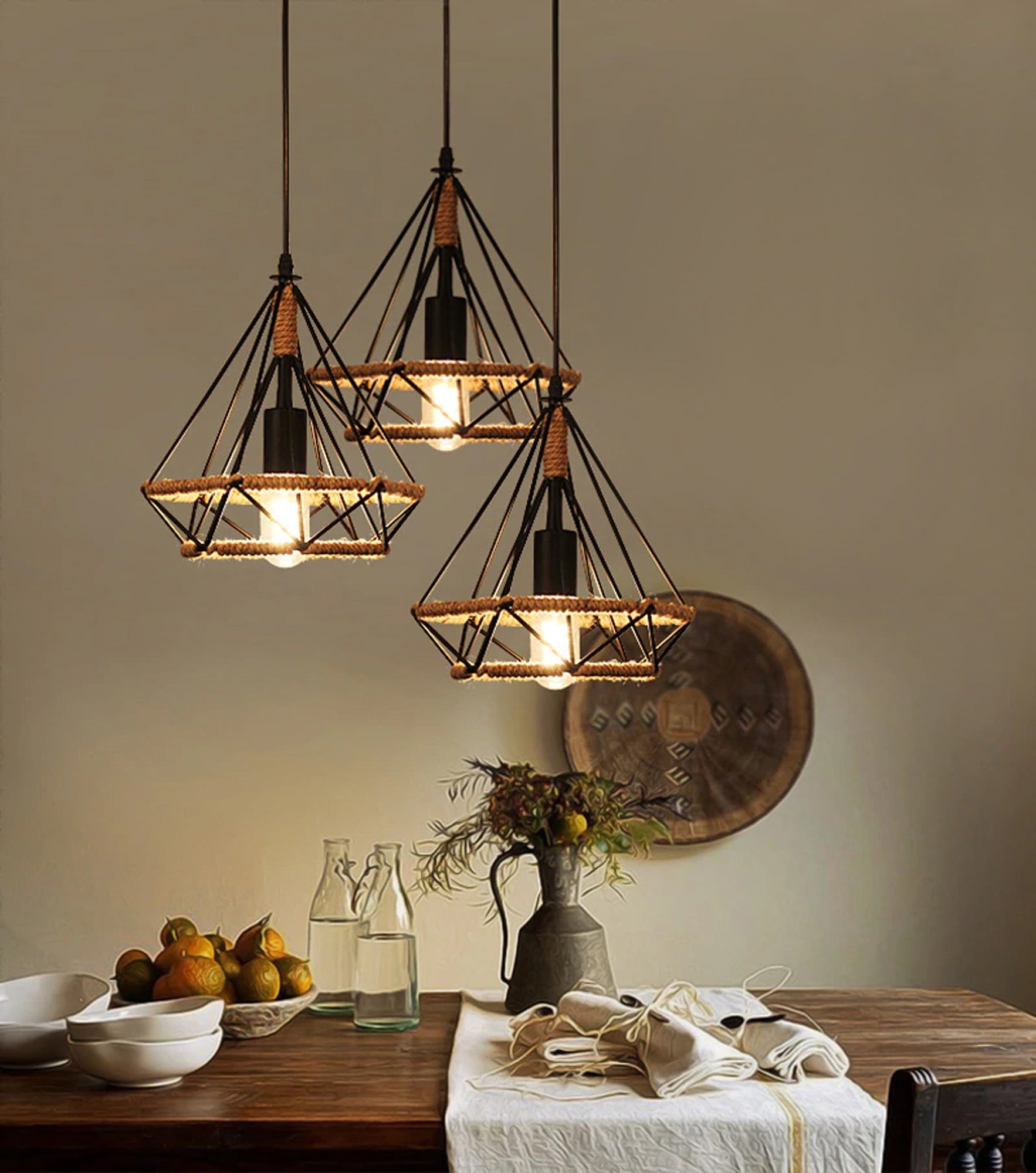 Lampă De Tavan, Geometrică, Suspendată, Stil Mansardă, Frânghie APP679-1CP  6