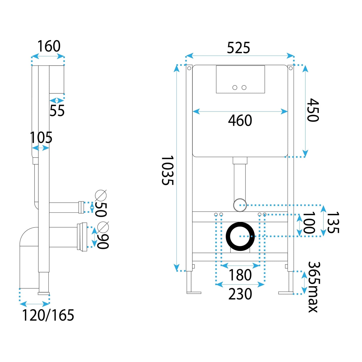 Cadru Wc Încastrat Rea Cu Buton T Brush Gold  9